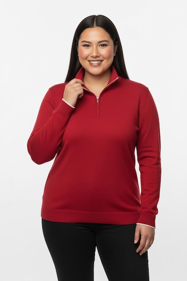 Troyer mit kurzem Reißverschluss - rot