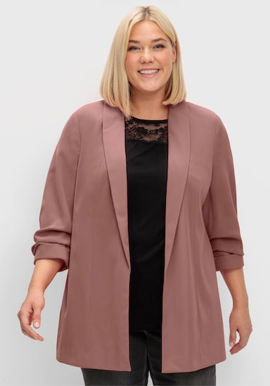 sheego Longblazer mit Schalkragen - rosenholz
