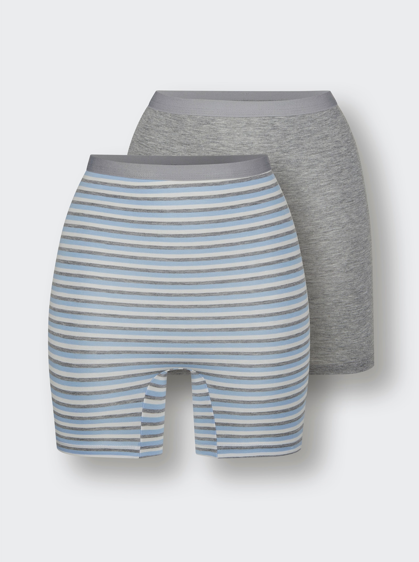 wäschepur Longpanty im Doppelpack - grau-geringelt + grau-meliert