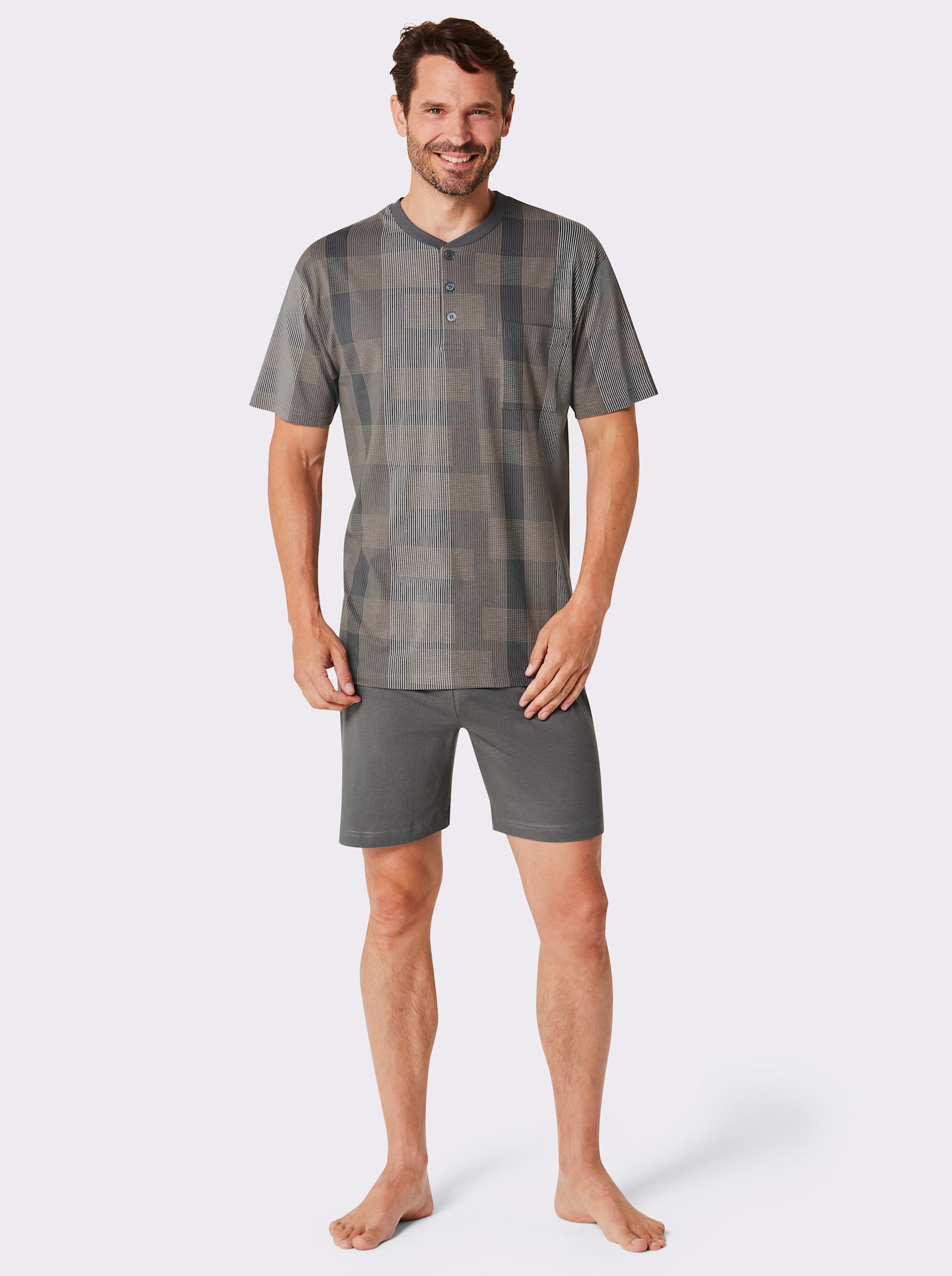 Normann Shorty - grau-camel-bedruckt