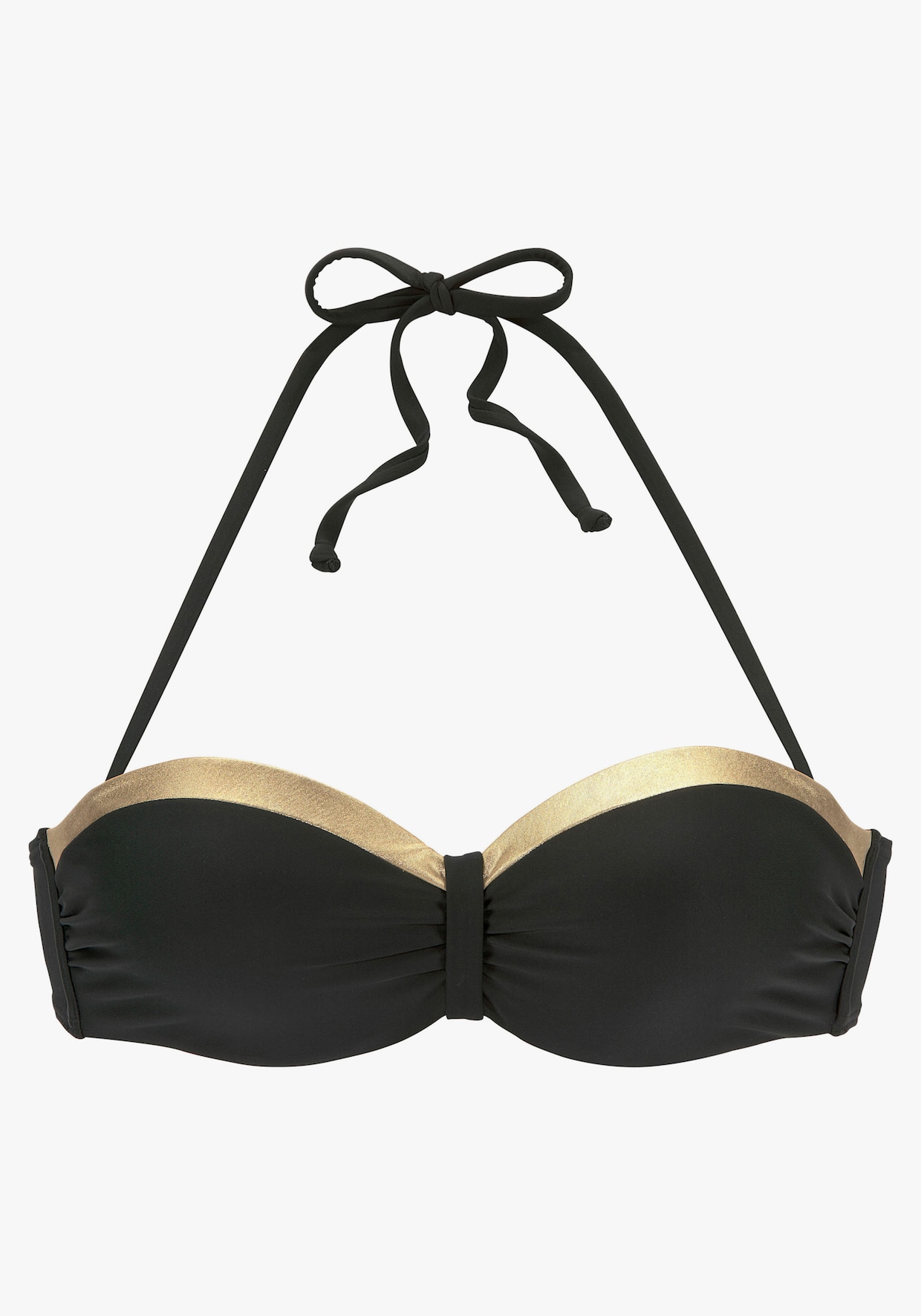 LASCANA Bügel-Bandeau-Bikini-Top - schwarz-goldfarben