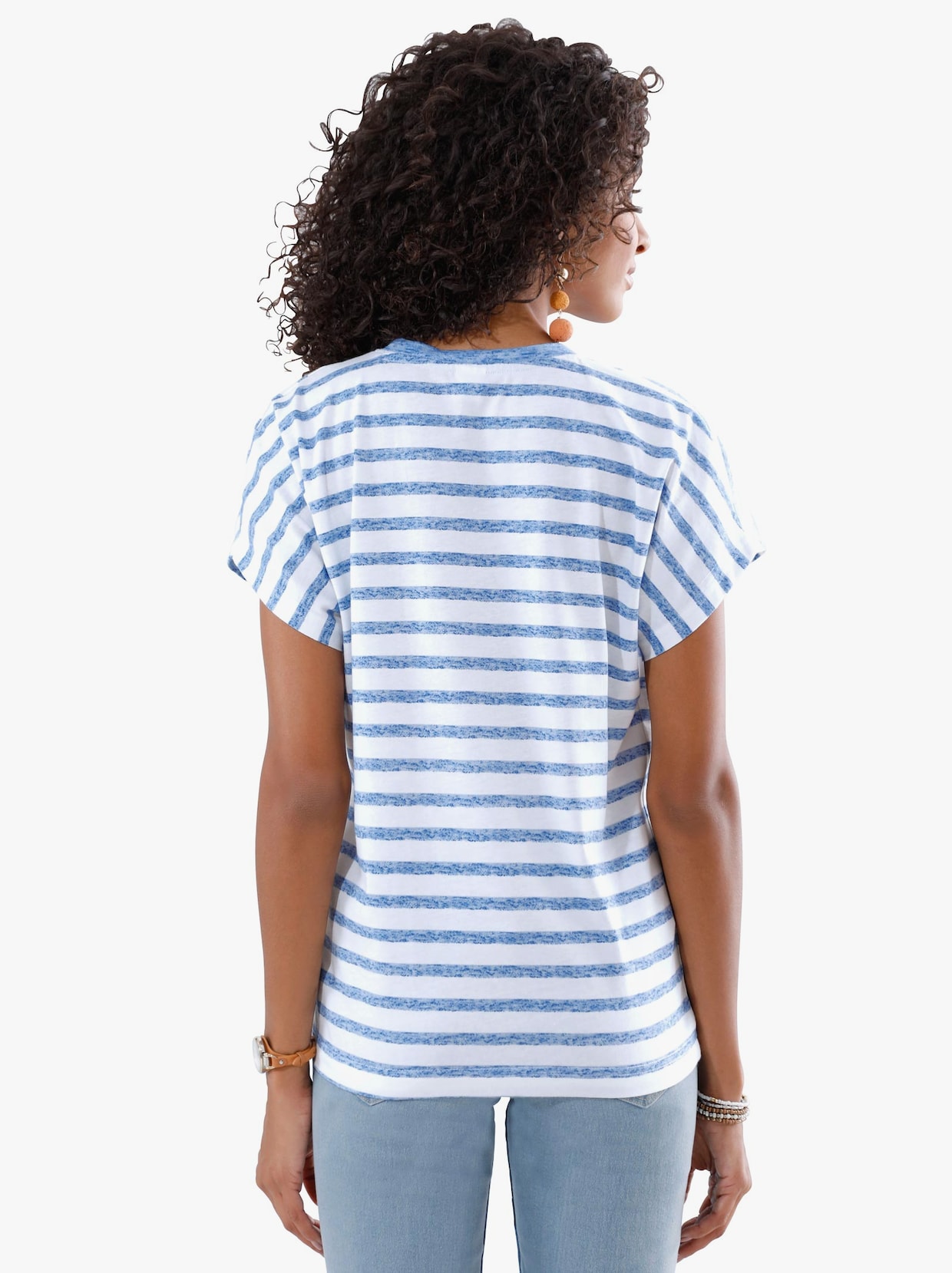 Print-Shirt - jeansblau-gestreift