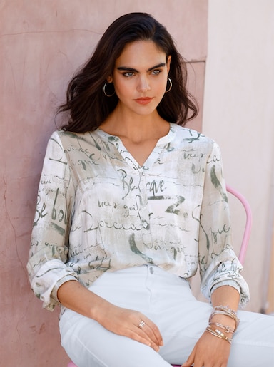 heine Druckbluse aus Viskose - ecru-beige-bedruckt