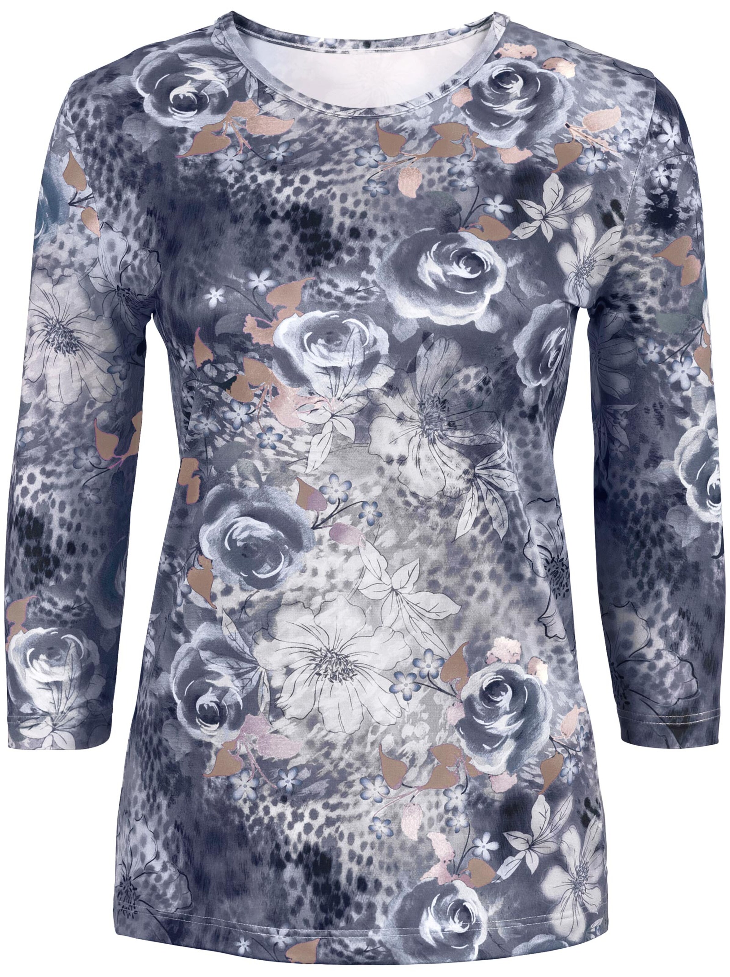 Winter-Shirt - grau-camel-bedruckt