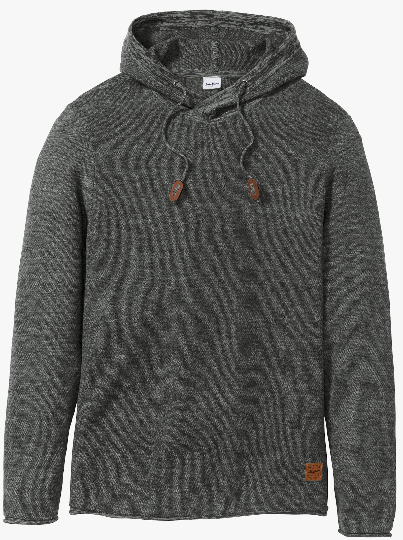 Catamaran Kapuzenpullover mit Struktur-Strickmuster - oliv-meliert