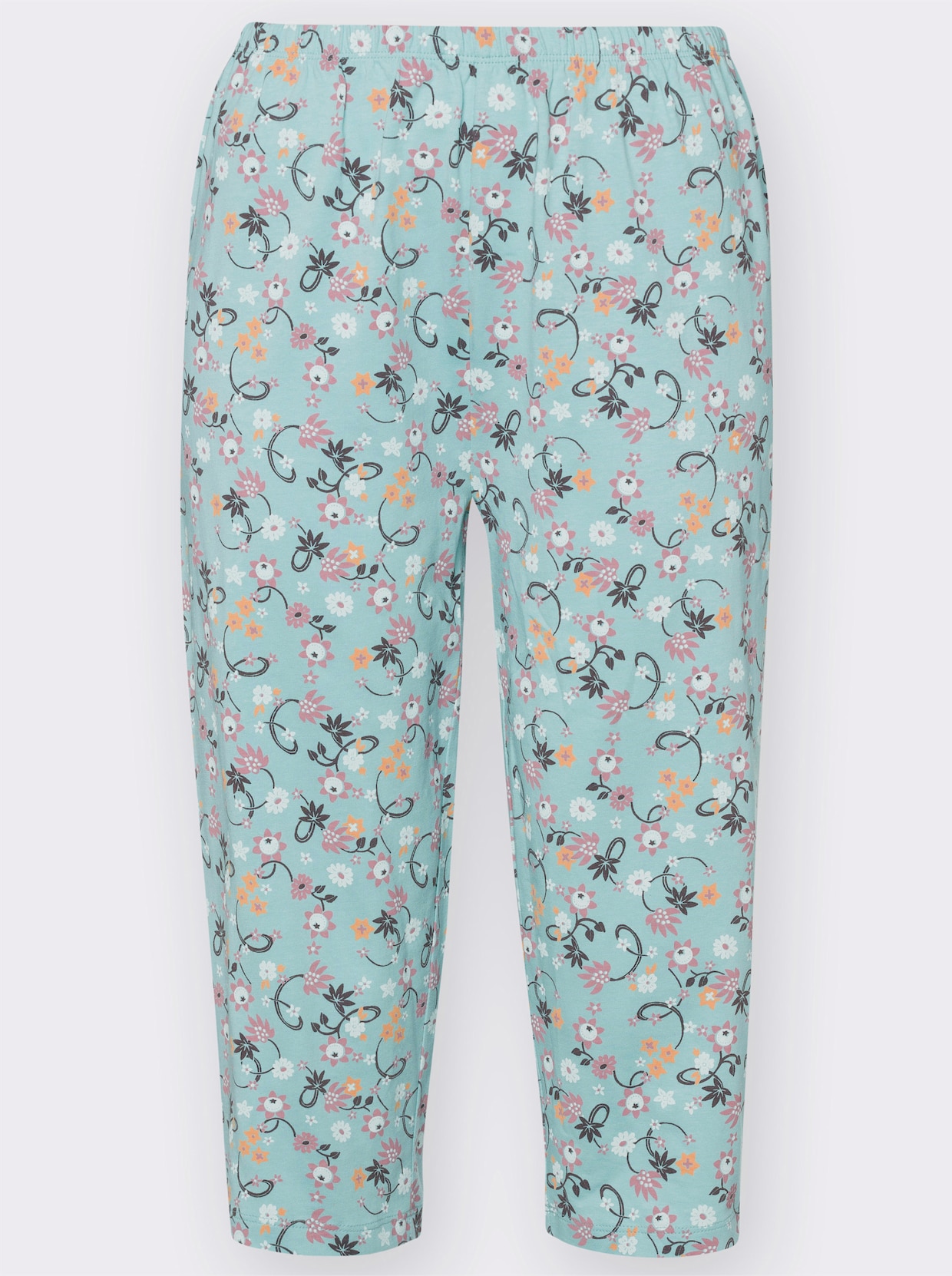 Pyjamas med capribyxa - mint, tryckt