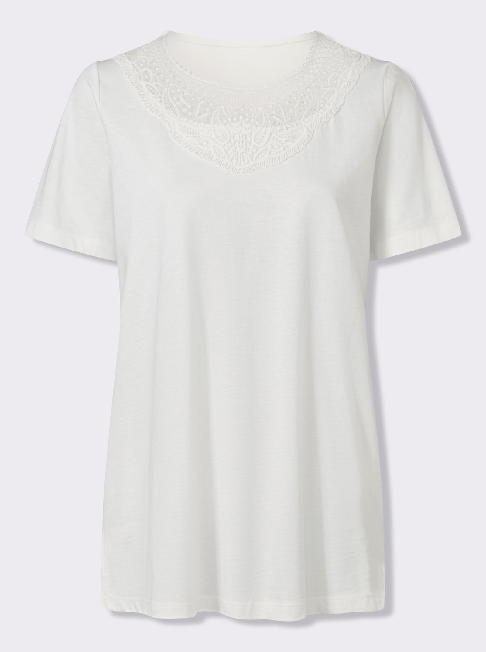 Dlhé tričko, čipková vsádka - svetlobéžová