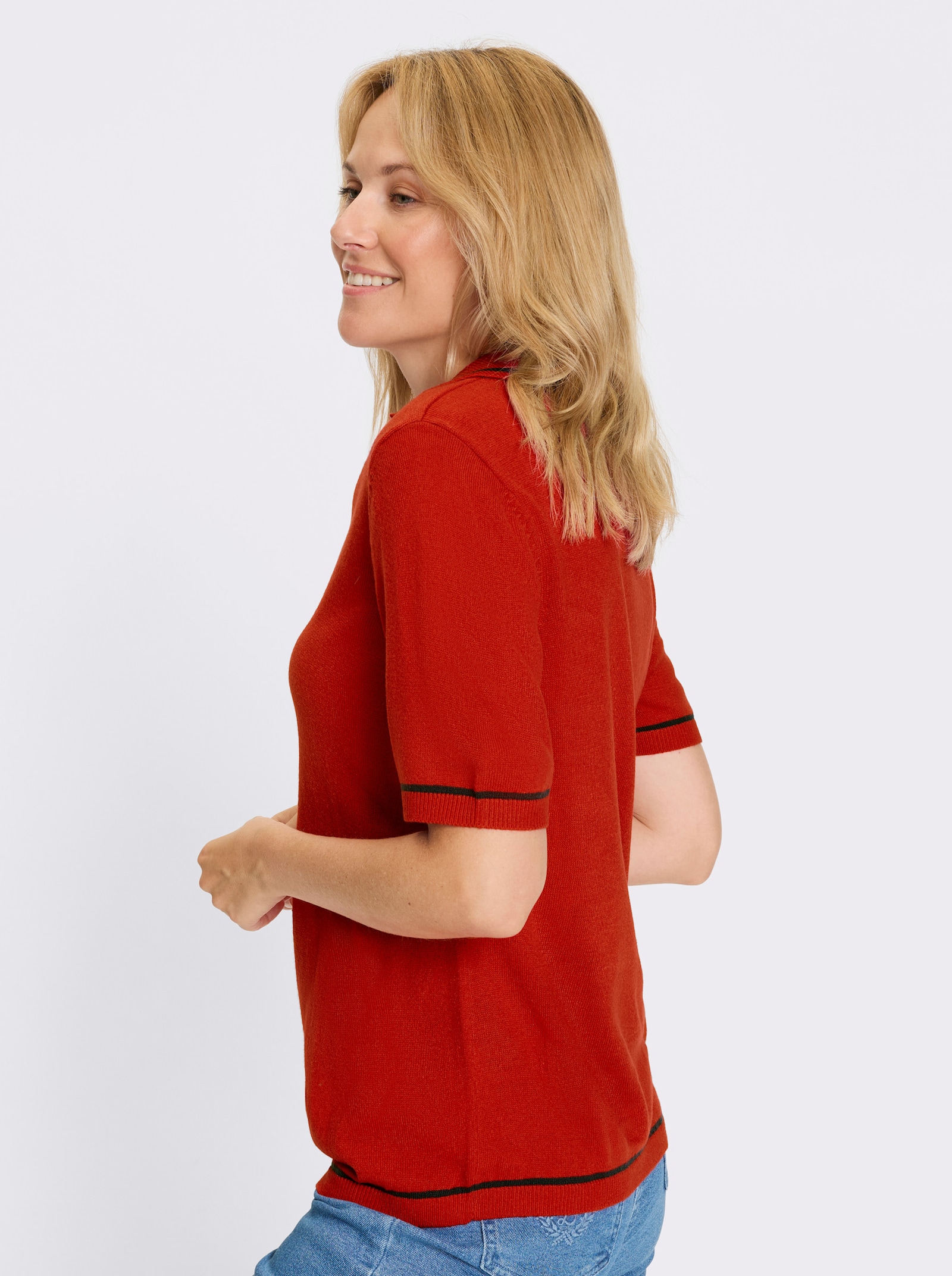 Polopullover met contrasterende accenten - rood