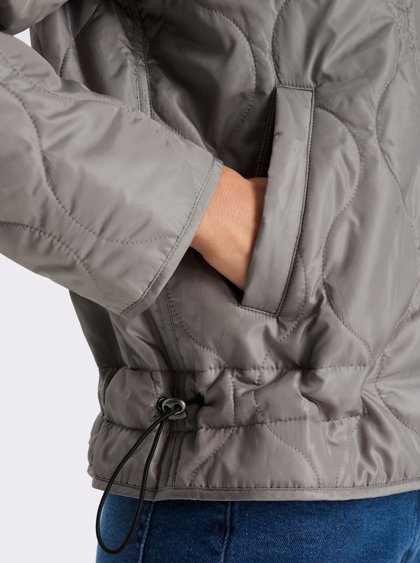 Prešív. bunda, ozd.stehy - hnedosivá