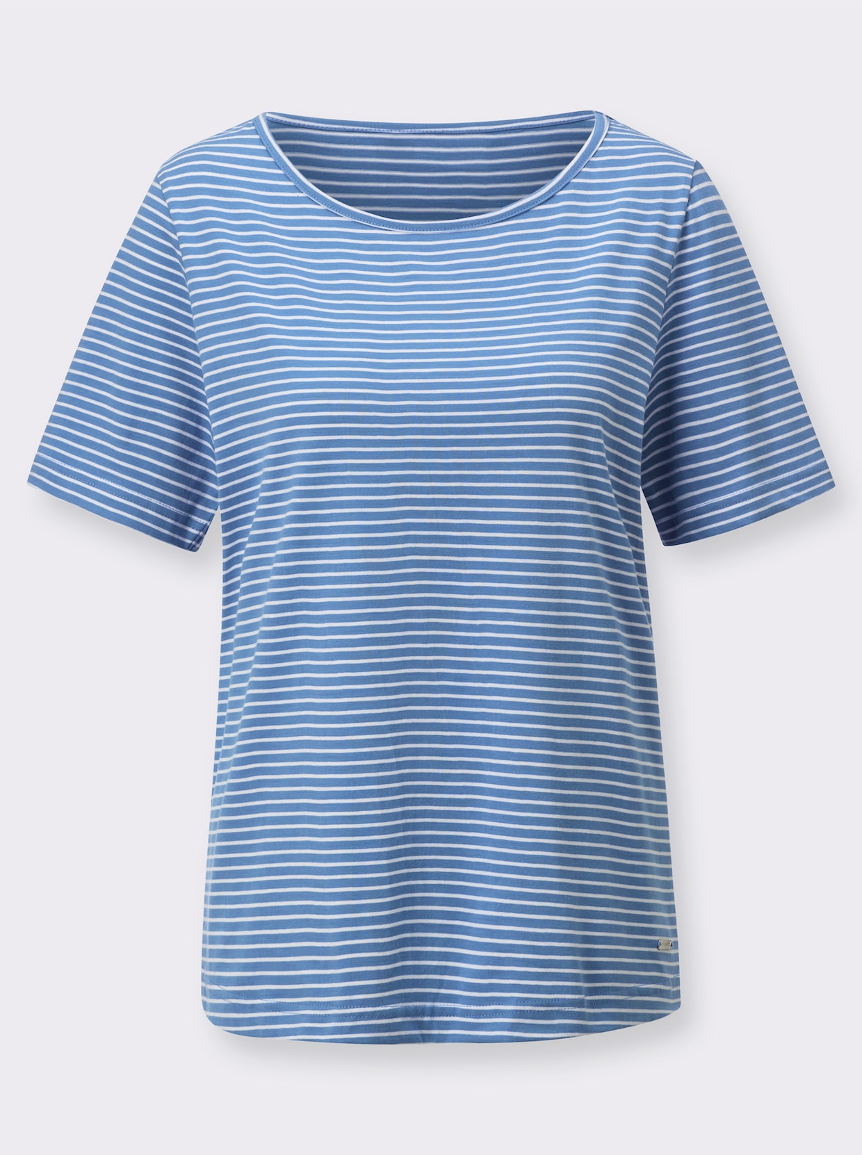 Streepjesshirt - middenblauw/ecru gestreept