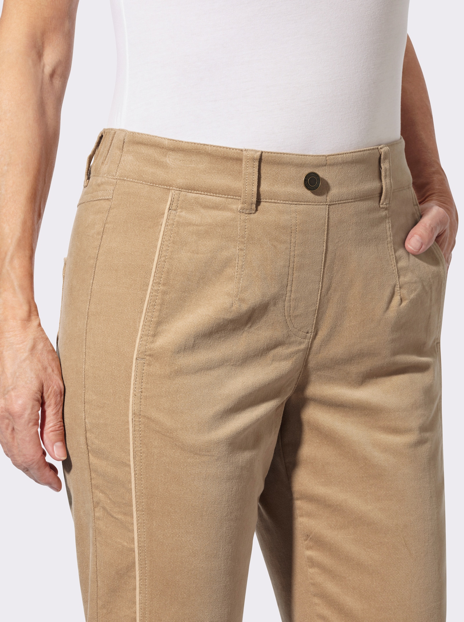 Hose in Samt-Optik - camel