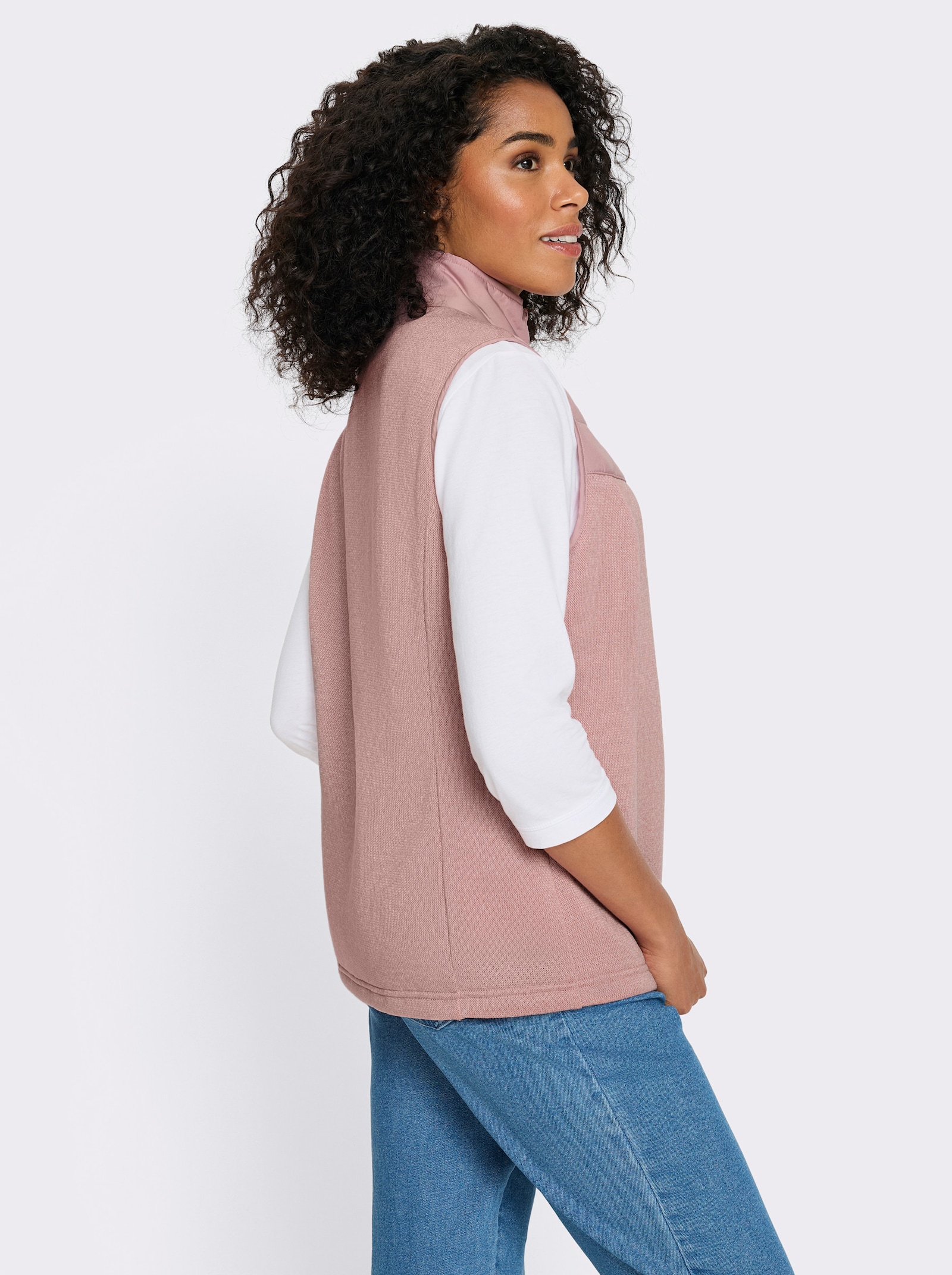 Fleeceweste mit gesteppten Einsätzen - hortensie-meliert