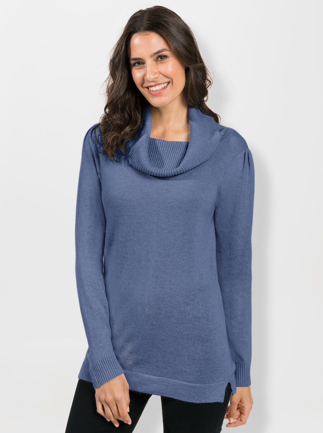 Pullover van kasjmier - blauw gemêleerd