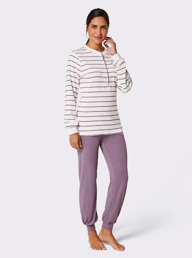 Ringella Schlafanzug mit elastischen Bündchen - lila-geringelt
