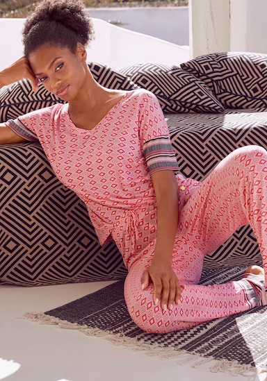 Vivance Dreams Pyjamaoberteil - pink gemustert