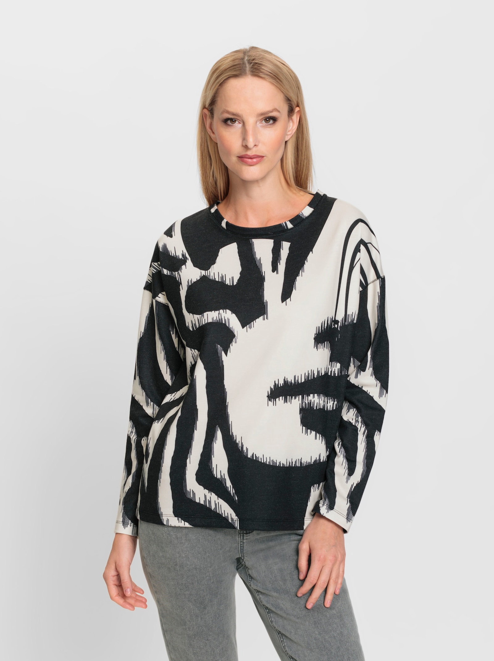 heine Sweatshirt im Animal-Muster - schwarz-champagner-gemustert