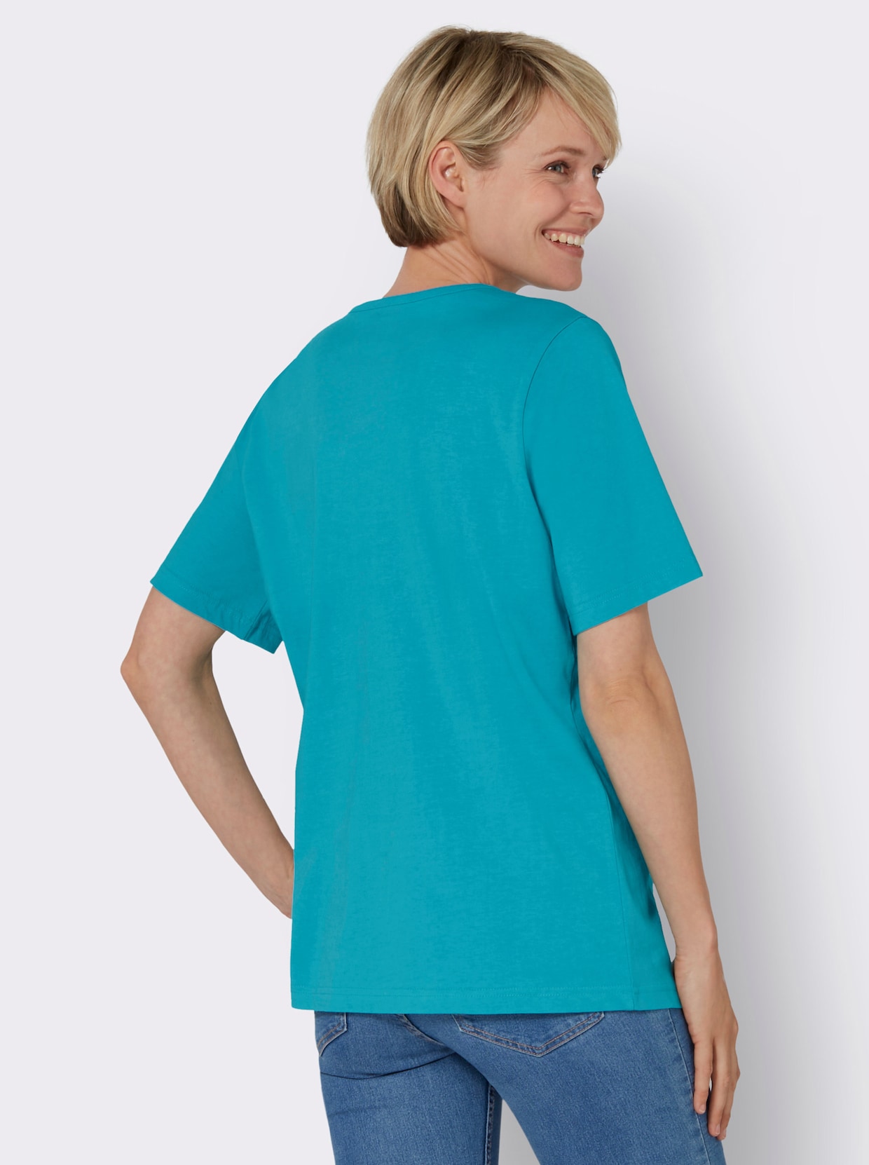 Shirt met korte mouwen - turquoise/aardbei