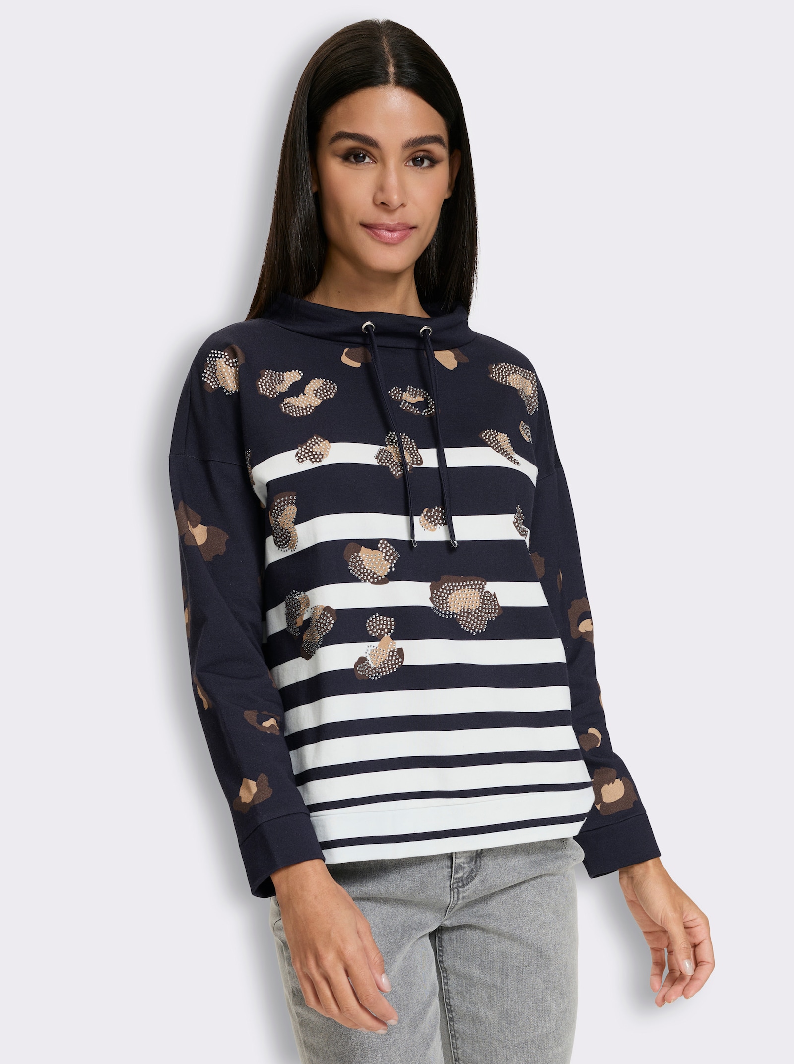 heine Sweatshirt mit Animal-Print - marine-ecru-bedruckt