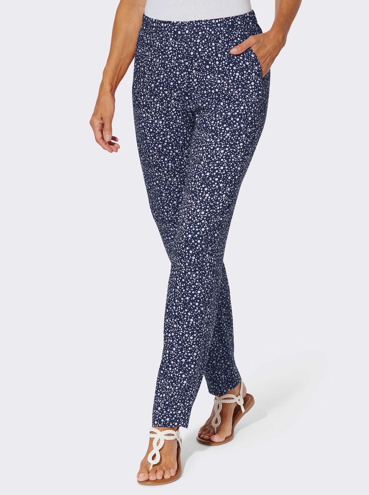 Schlupfhose mit Punktedessin - marine-weiß-bedruckt