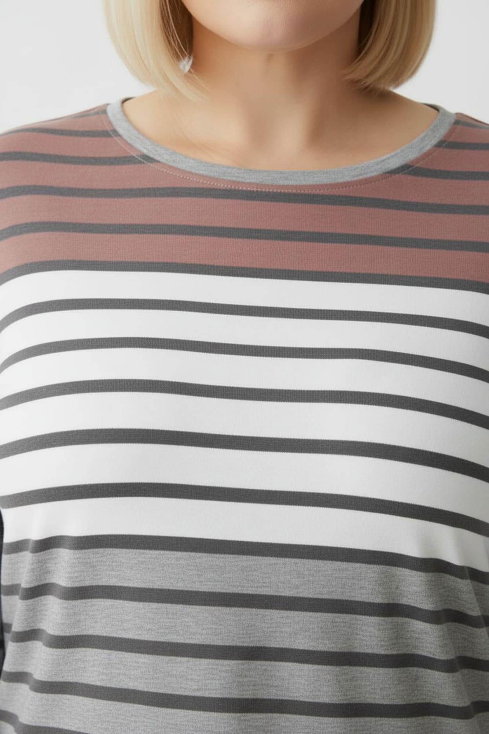 Ringelshirt aus weichem Single-Jersey - rosenholz-grau-geringelt