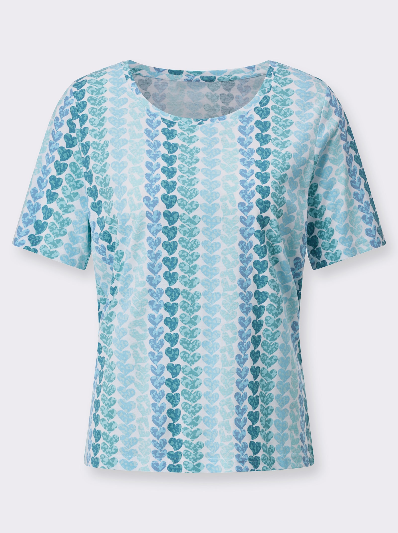 Shirt met print en hartdessin - middenblauw/aquamarine bedrukt