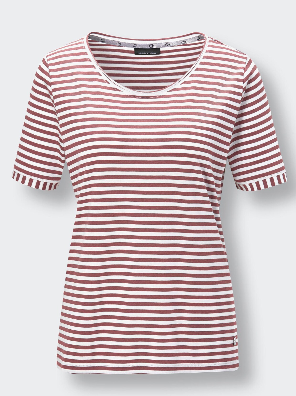 Creation L Premium Lyocell-Baumwoll-Shirt - rotbraun-geringelt