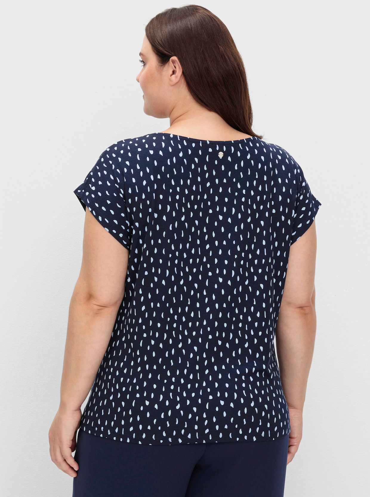 sheego Kurzarmshirt - tiefblau-gemustert