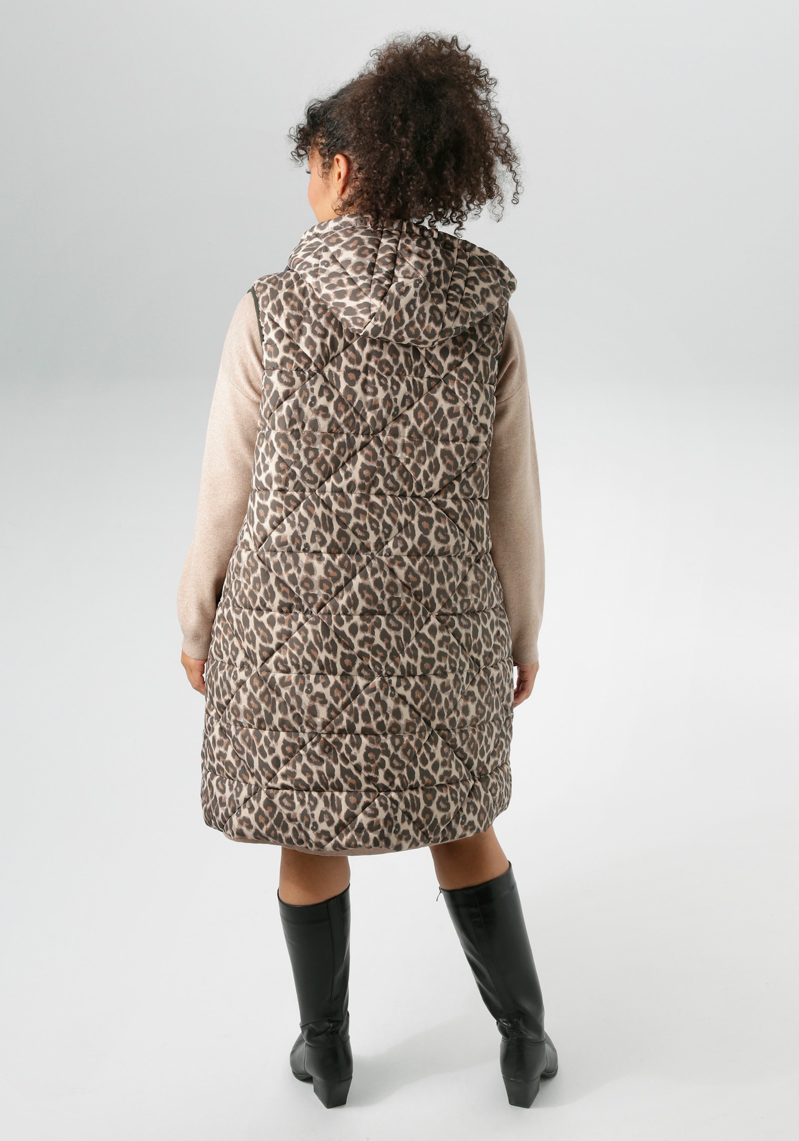 Aniston PLUS Steppweste - schwarz-beige-offwhite-braun