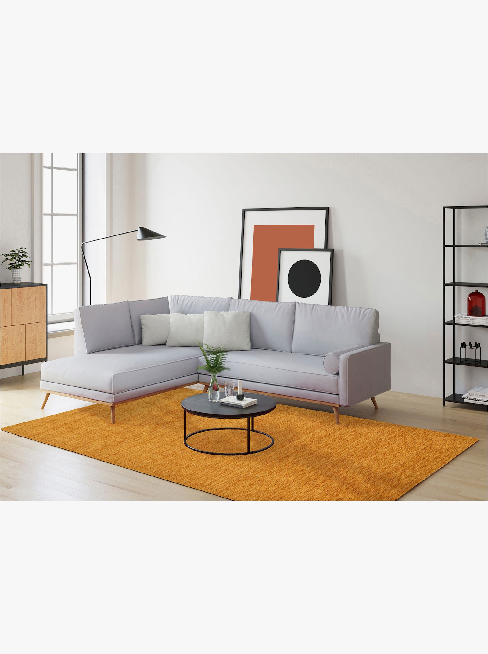 Theko Handwebteppich - gelb