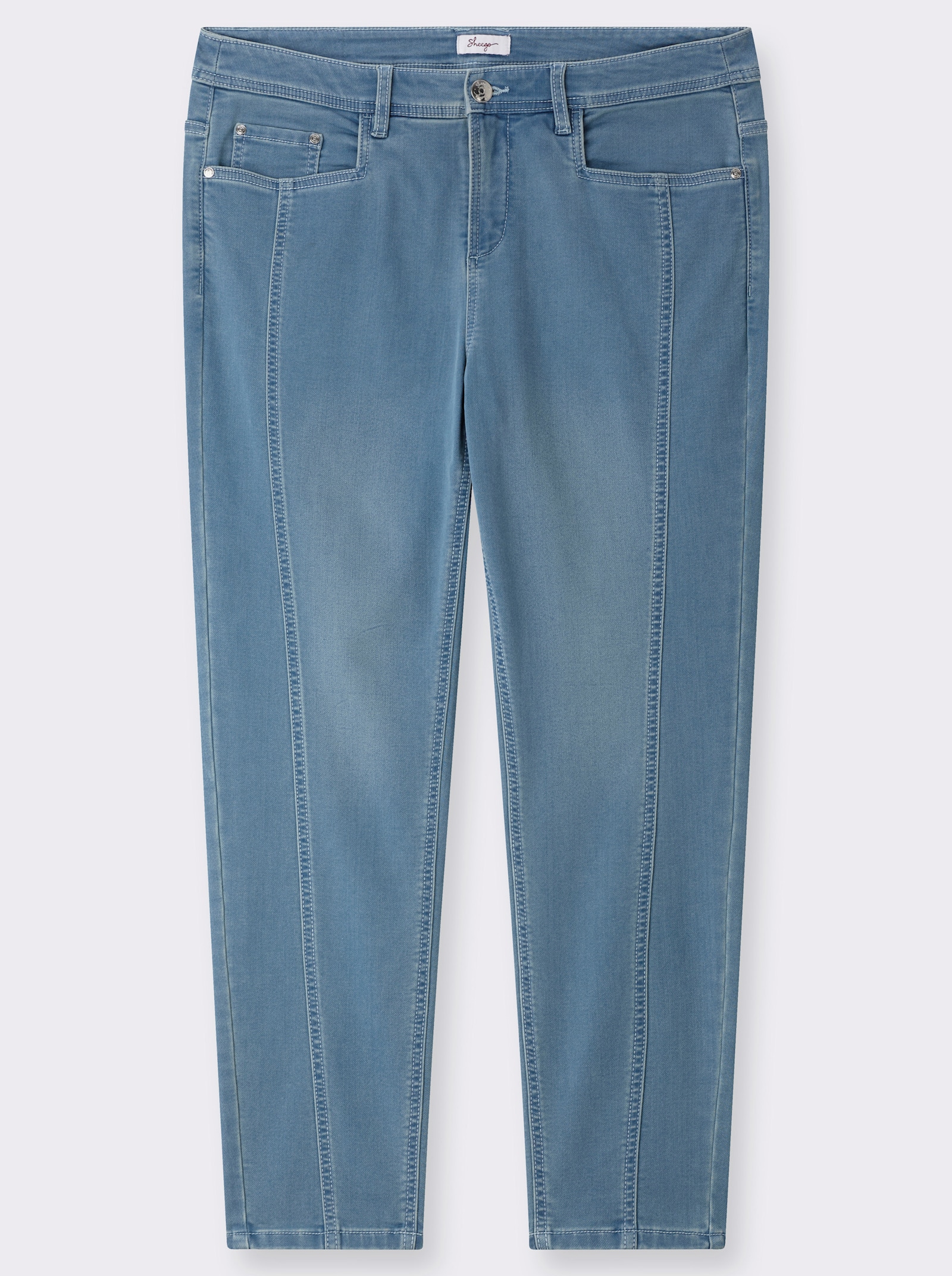 sheego Skinny Jeans mit Push-up-Abnähern - blue-bleached