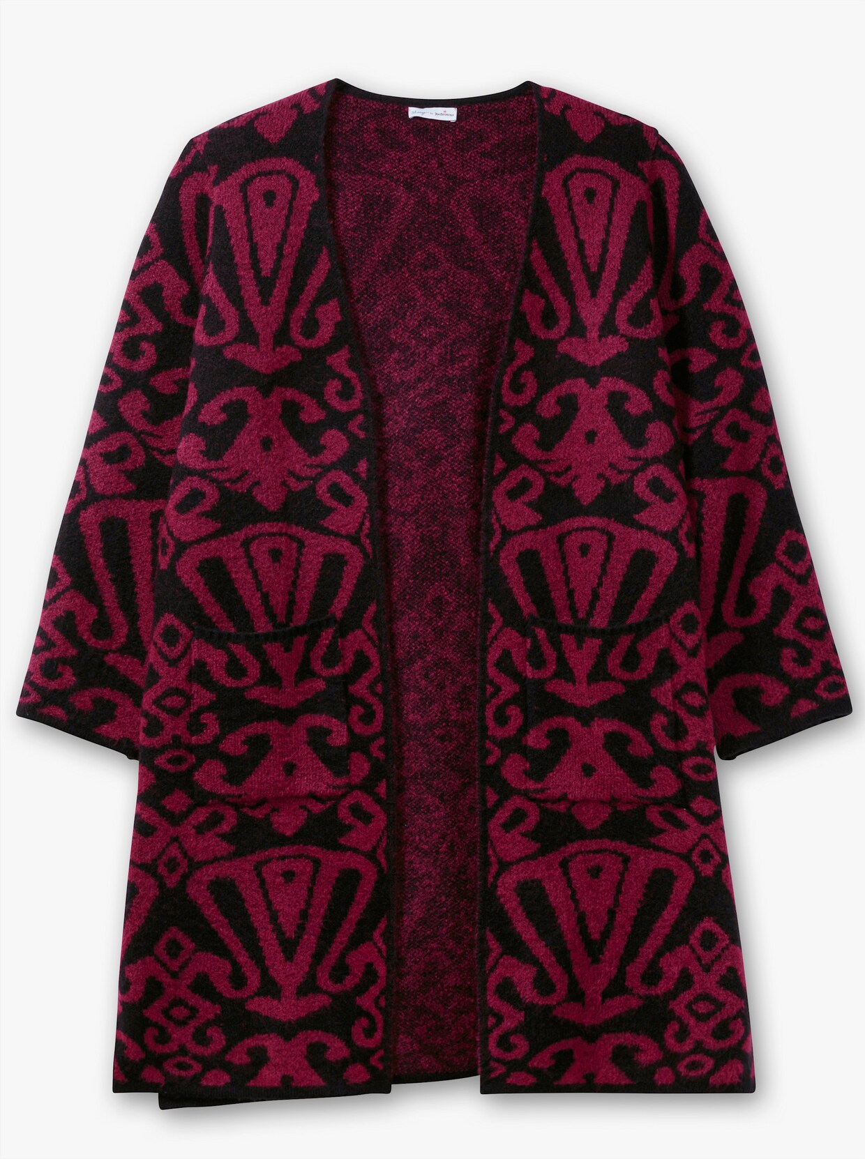 sheego by Joe Browns Lang gebreid vest - zwart gedessineerd