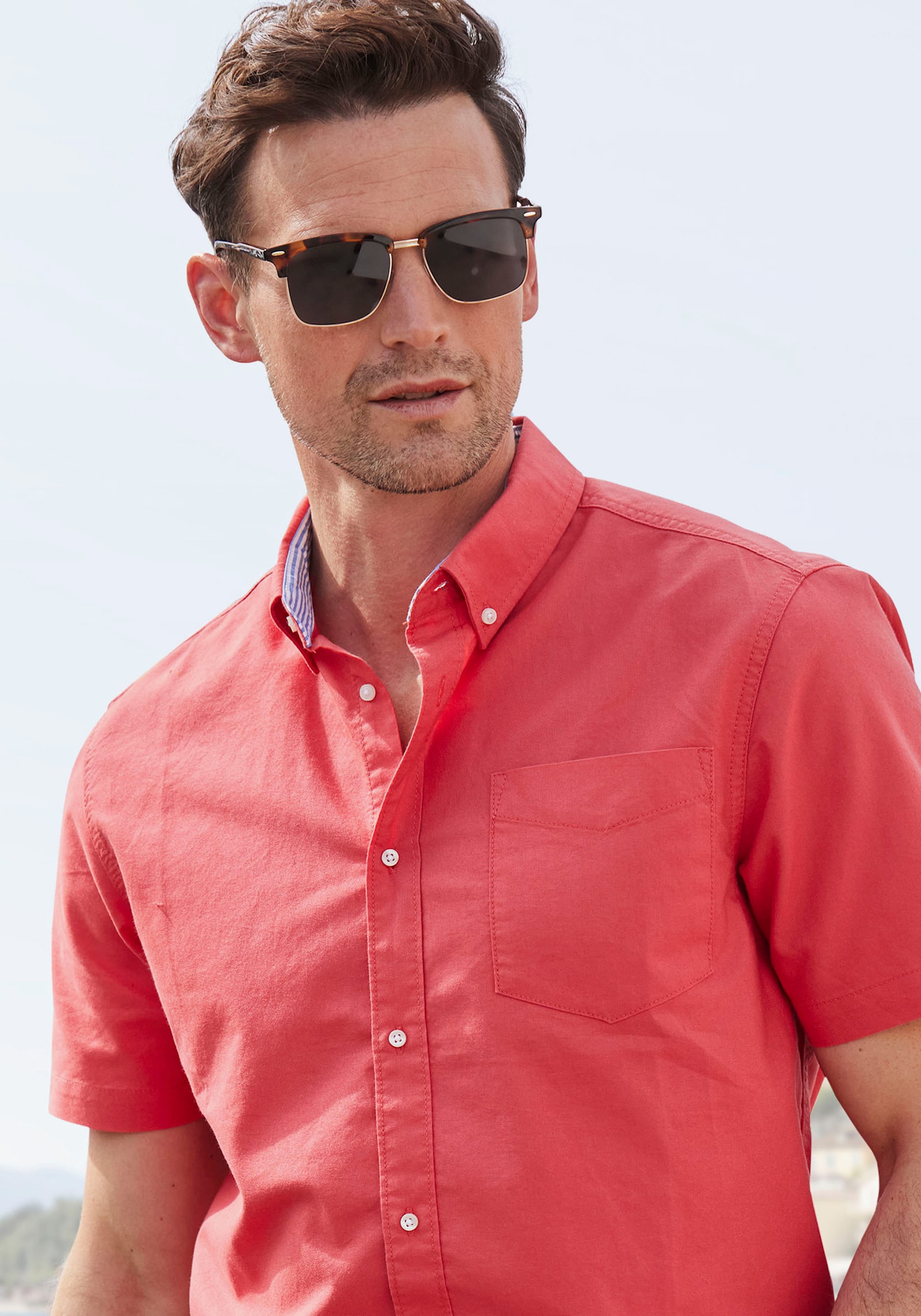 H.I.S Kurzarmhemd - rot
