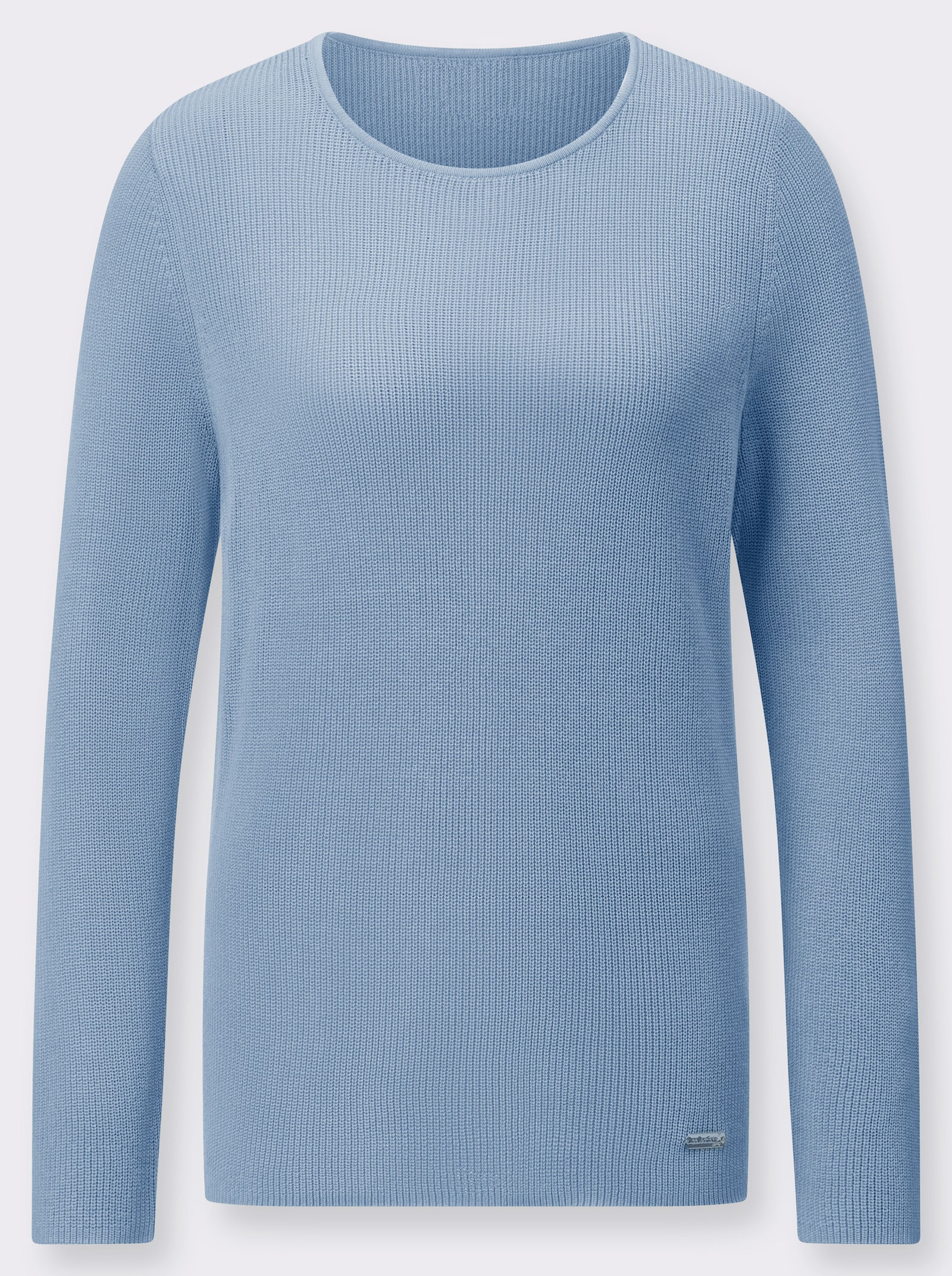 Pullover met ronde hals en ribstructuur - ijsblauw