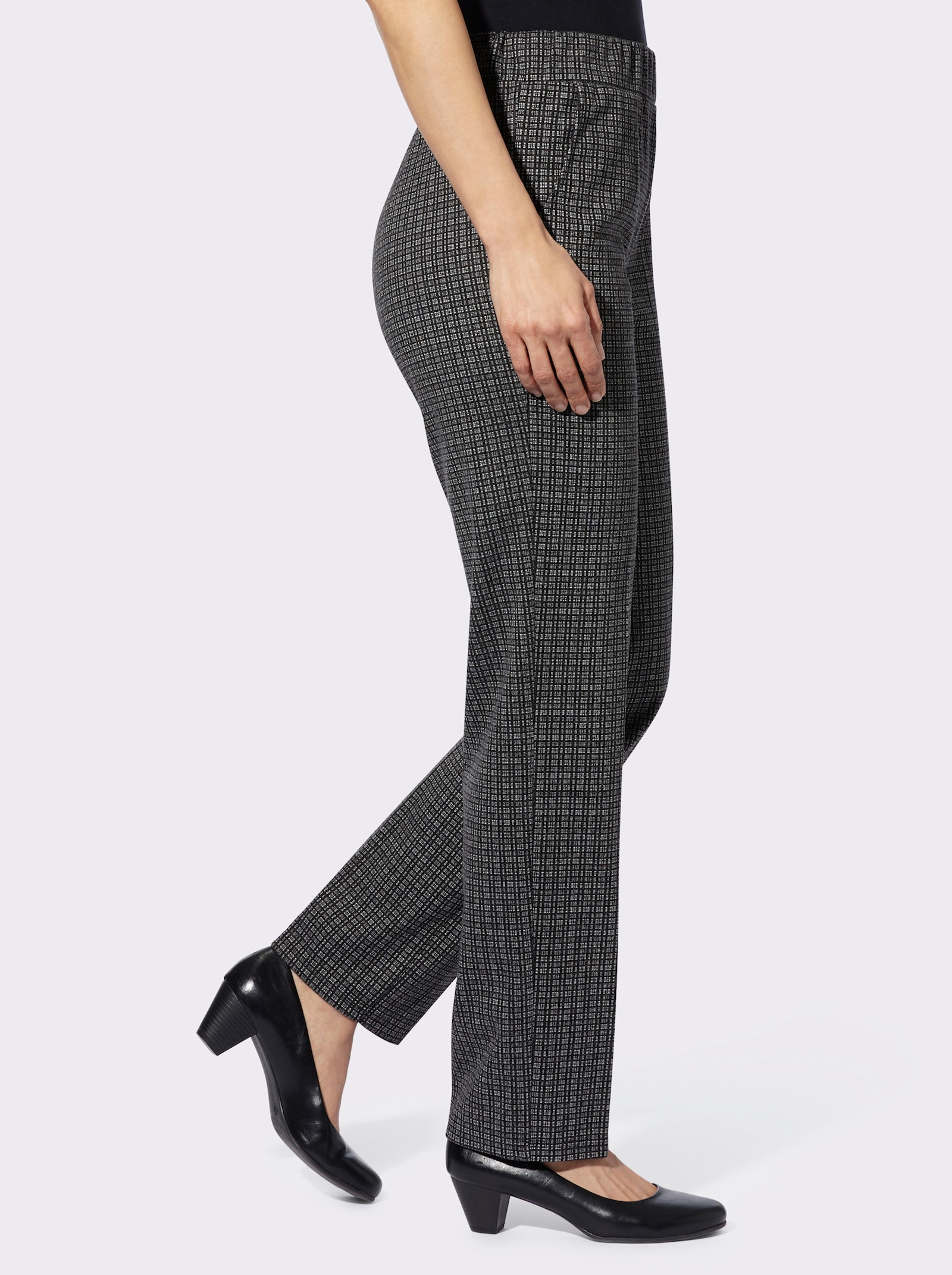 Jerseyhose in formstabiler Qualität - schwarz-weiß-kariert