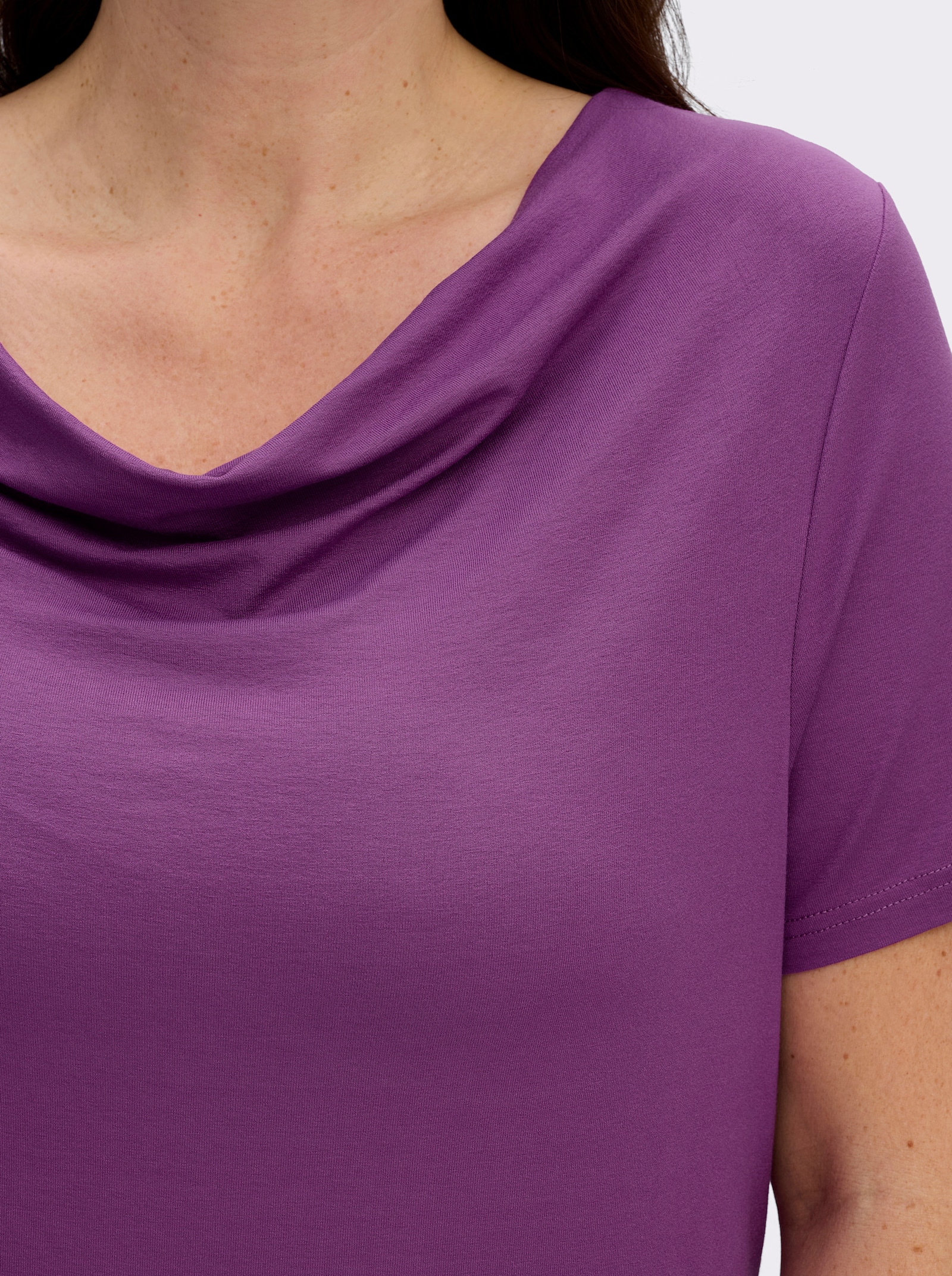 Wasserfallshirt mit kurzen Ärmeln - violett