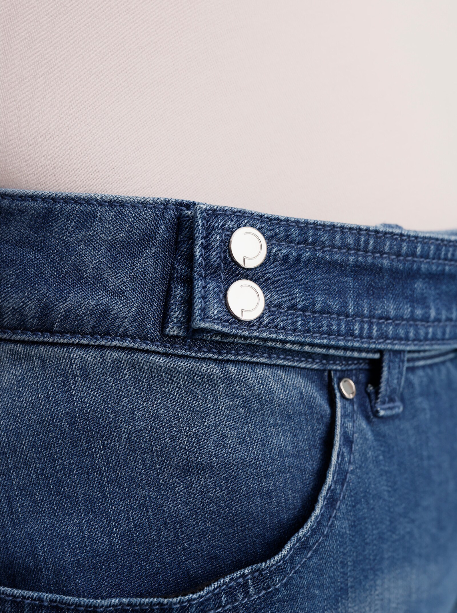 CREATION L PREMIUM Stretch-Jeans mit Stickerei - blue-stone-washed