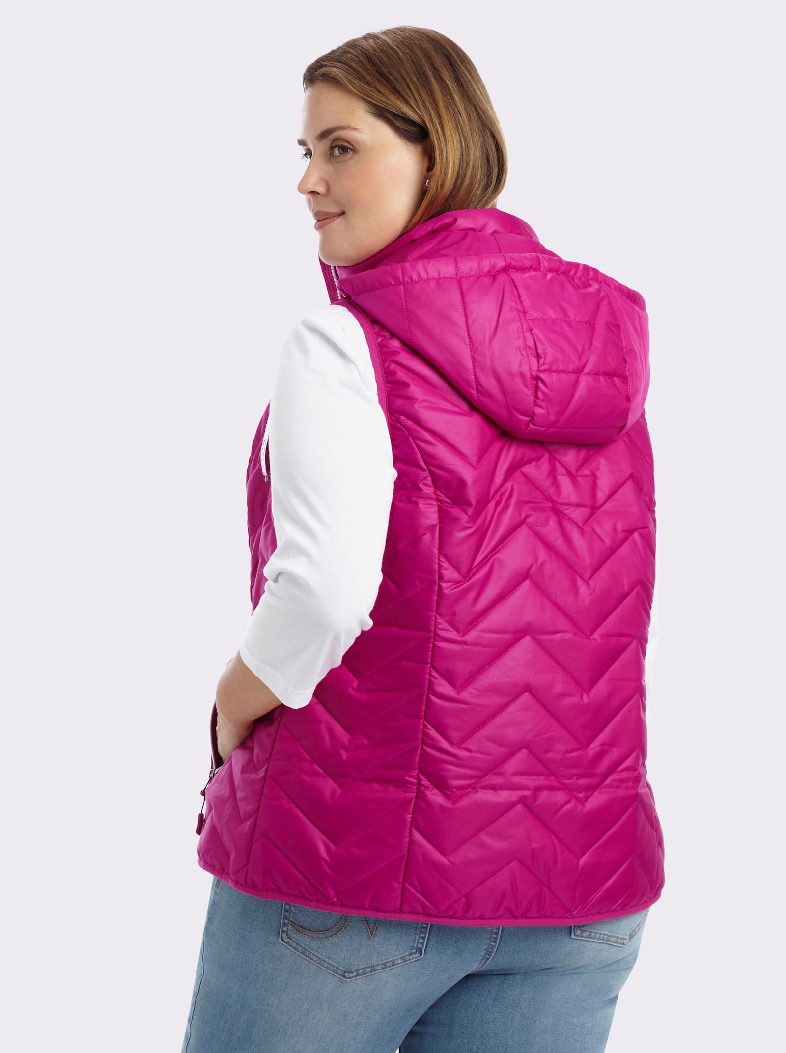 Steppweste im Zickzack-Muster - magenta