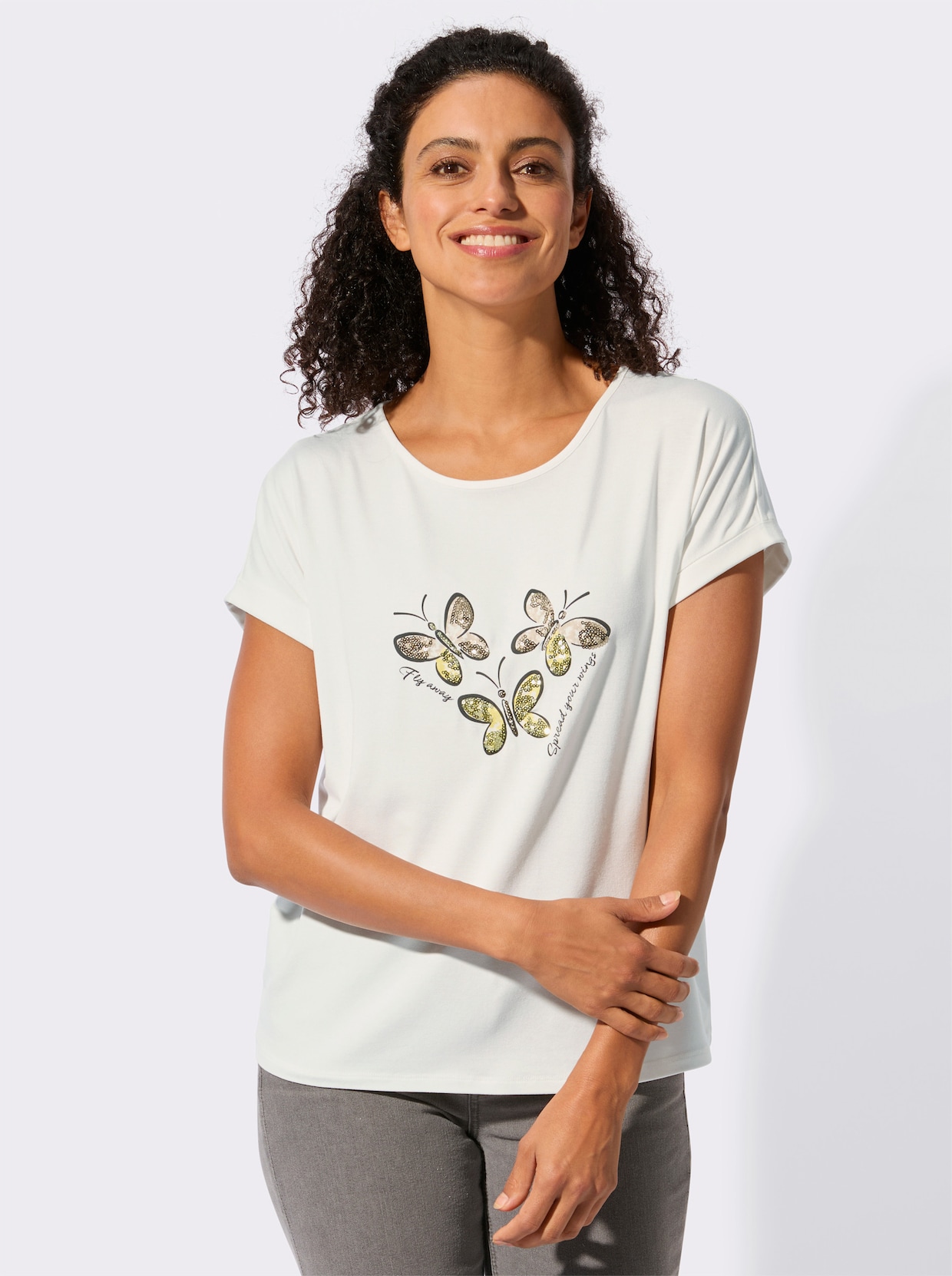 Rundhalsshirt - ecru