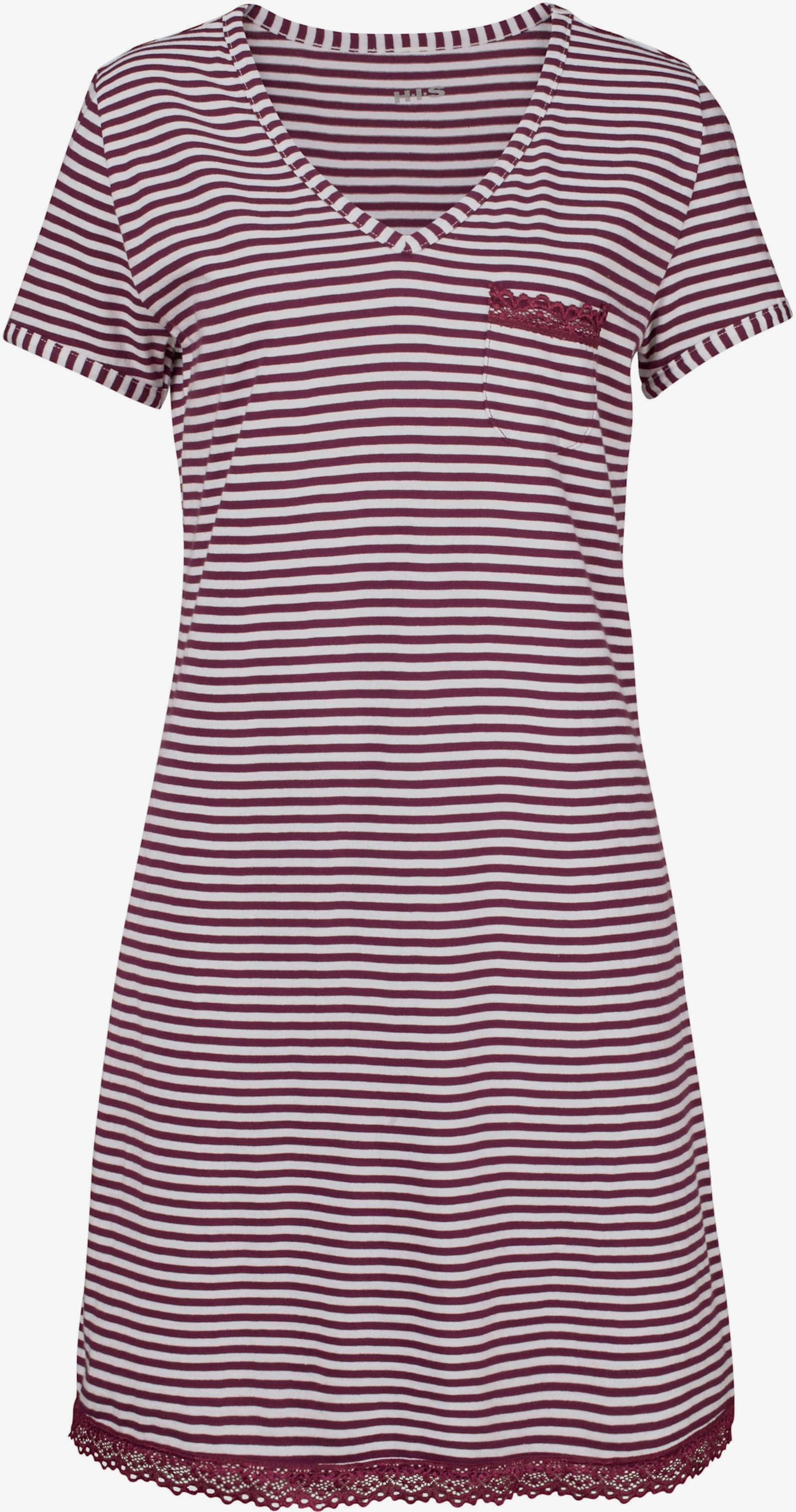 H.I.S Nachthemd - bordeaux gestreept