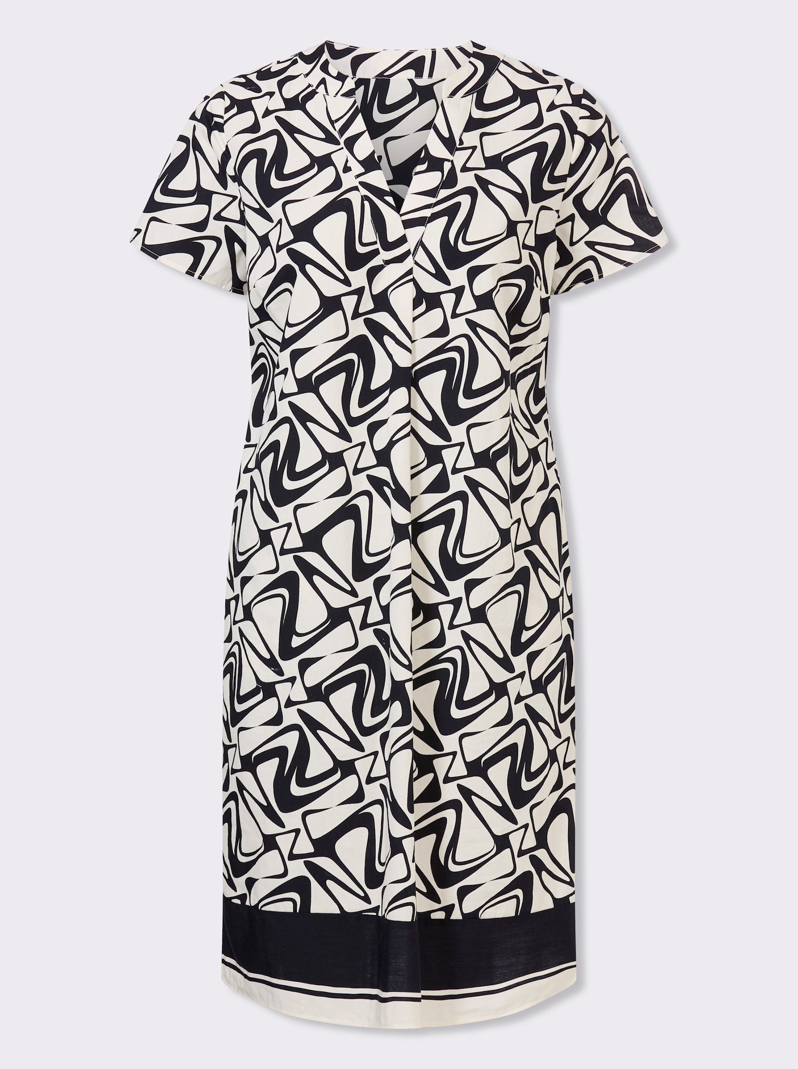 heine Druckkleid mit Nahttaschen - schwarz-champagner-bedruckt