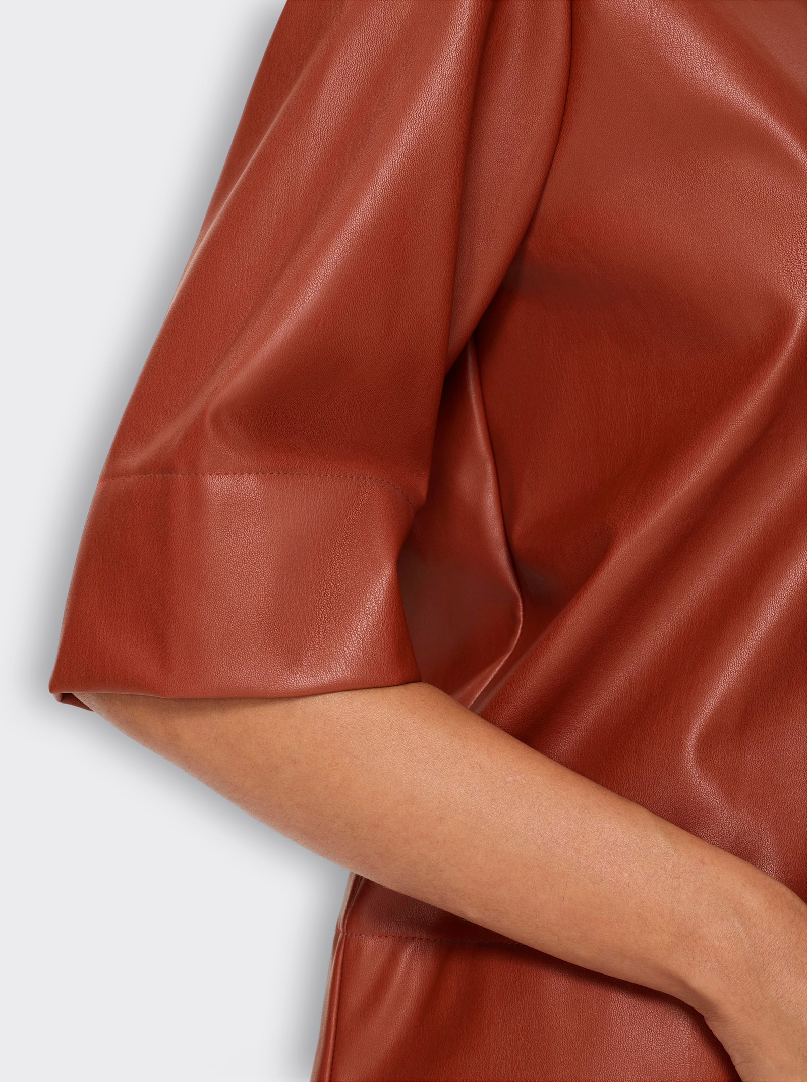 heine Kurzarm-Bluse aus Lederimitat - rotbraun