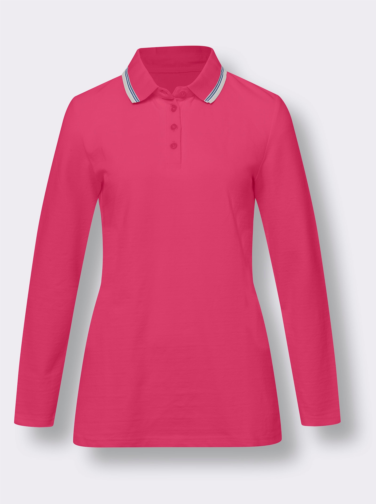Poloshirt met lange armen in piquékwaliteit - fuchsia