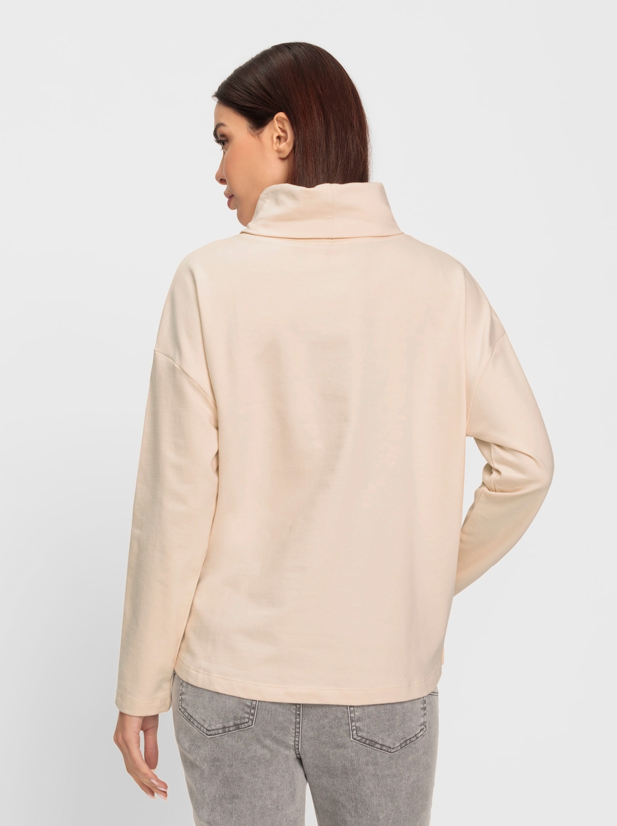 heine Sweatshirt - ivoor/kaki bedrukt