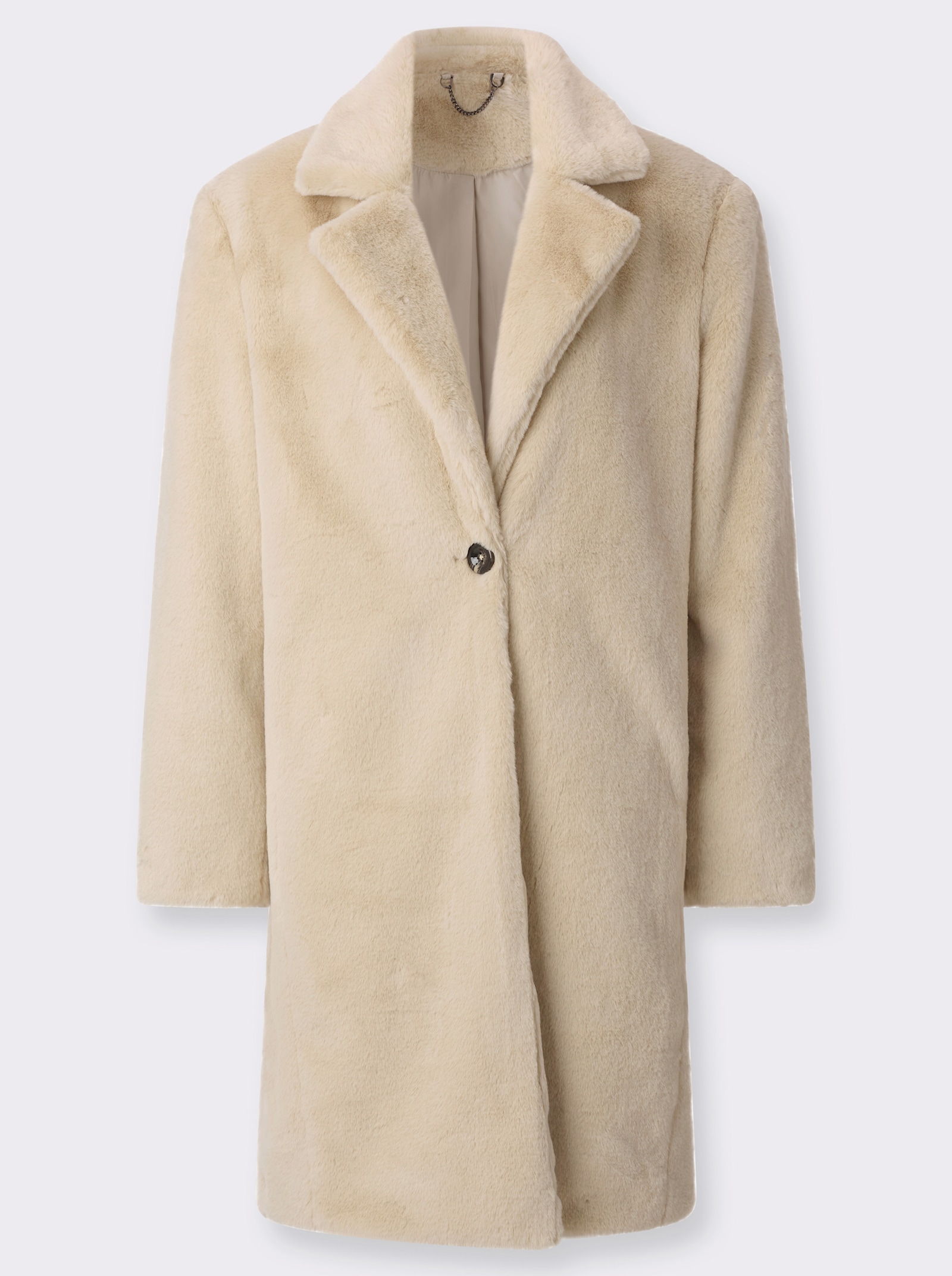 Fellimitatmantel in weiter Silhouette - sand