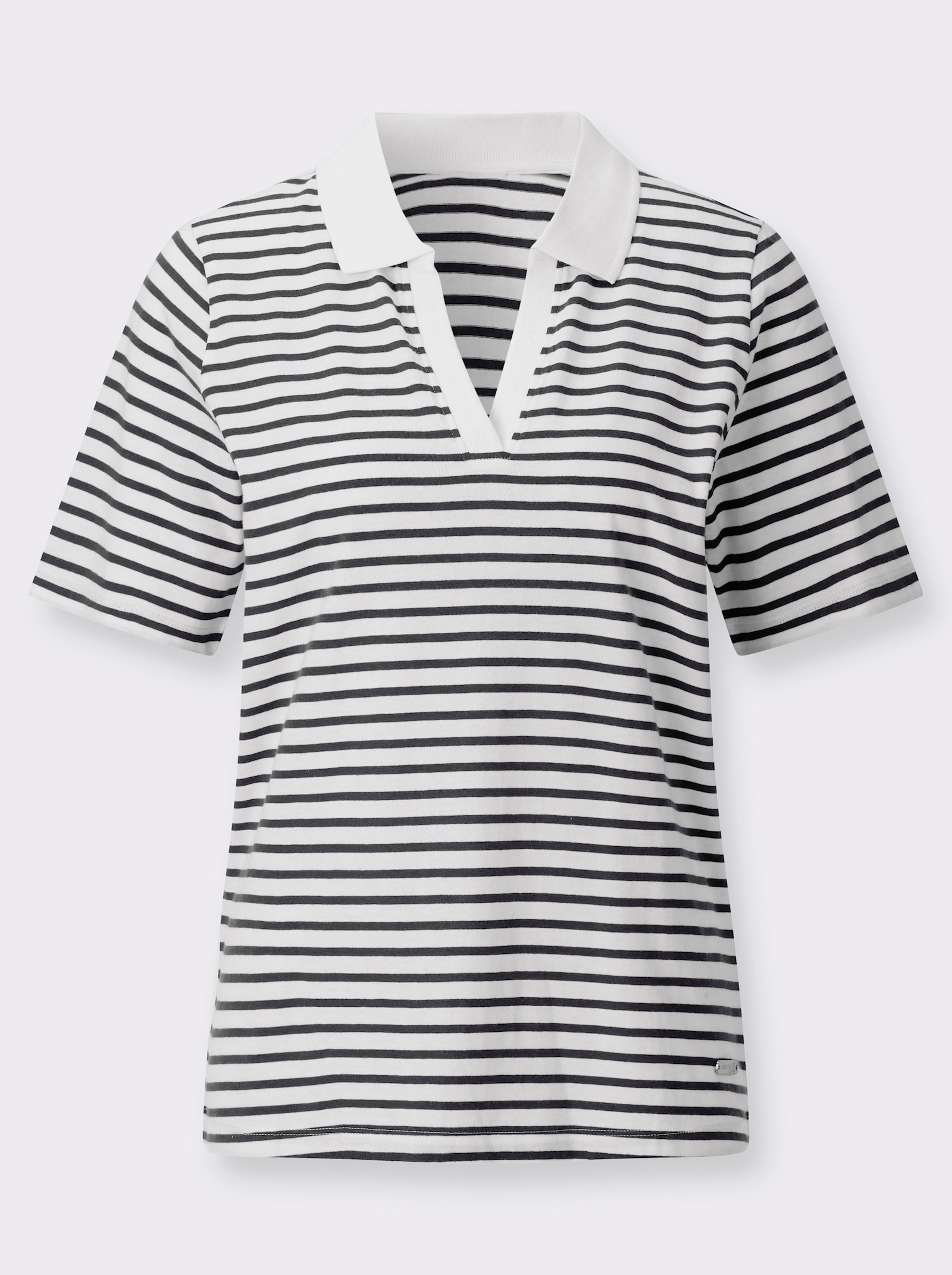 Poloshirt mit Ringeln - ecru-schwarz-geringelt