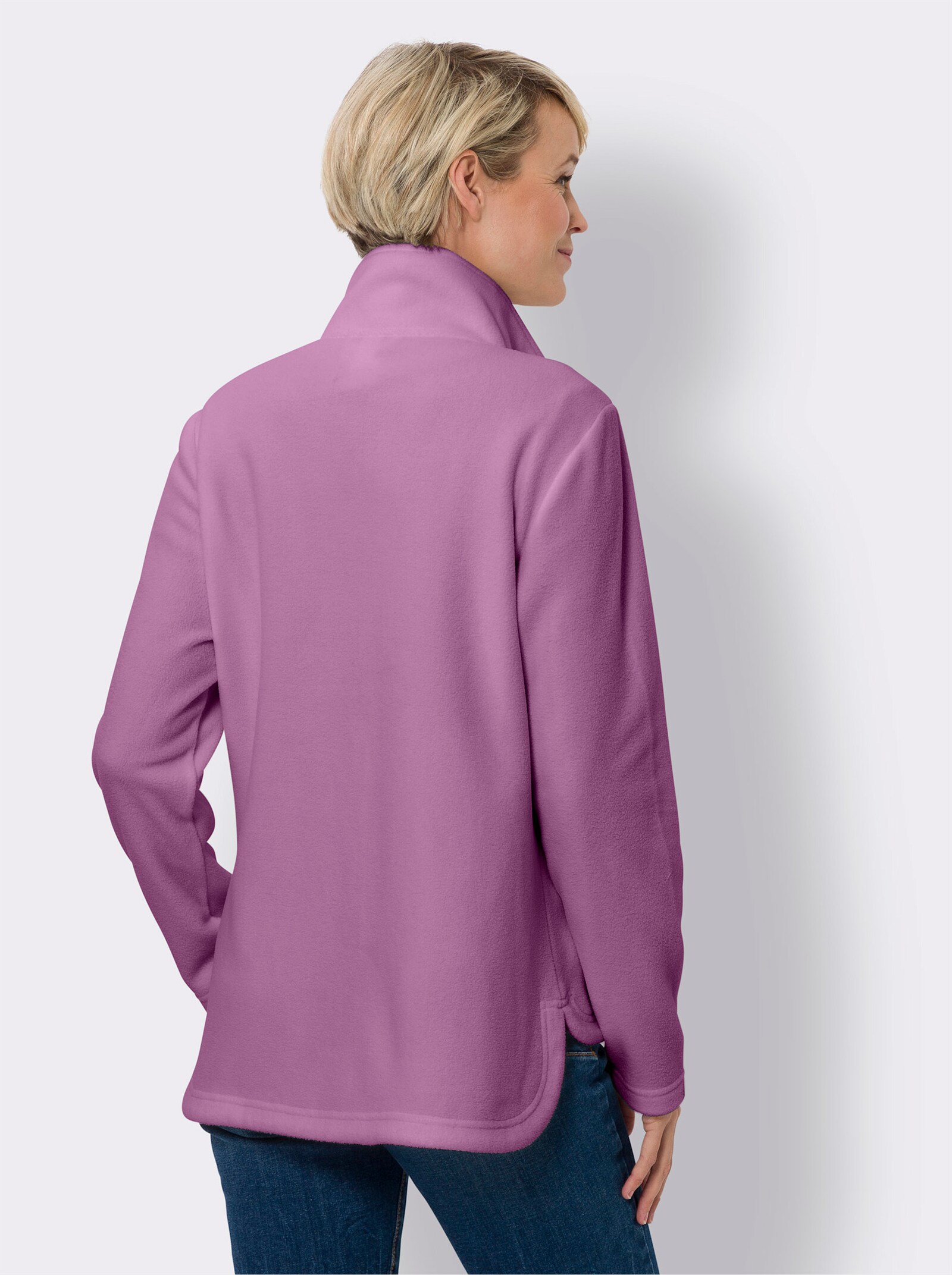 Fleecová bunda se stojáčkem - orchideová