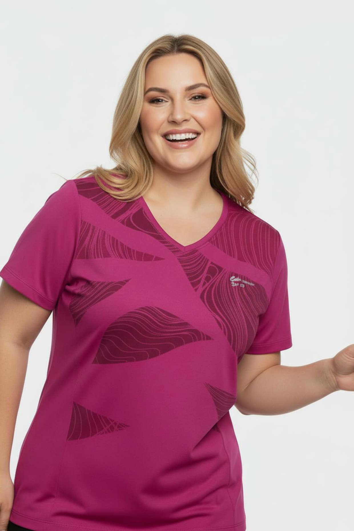 Catamaran Sports Sportshirt - fuchsia-gemustert