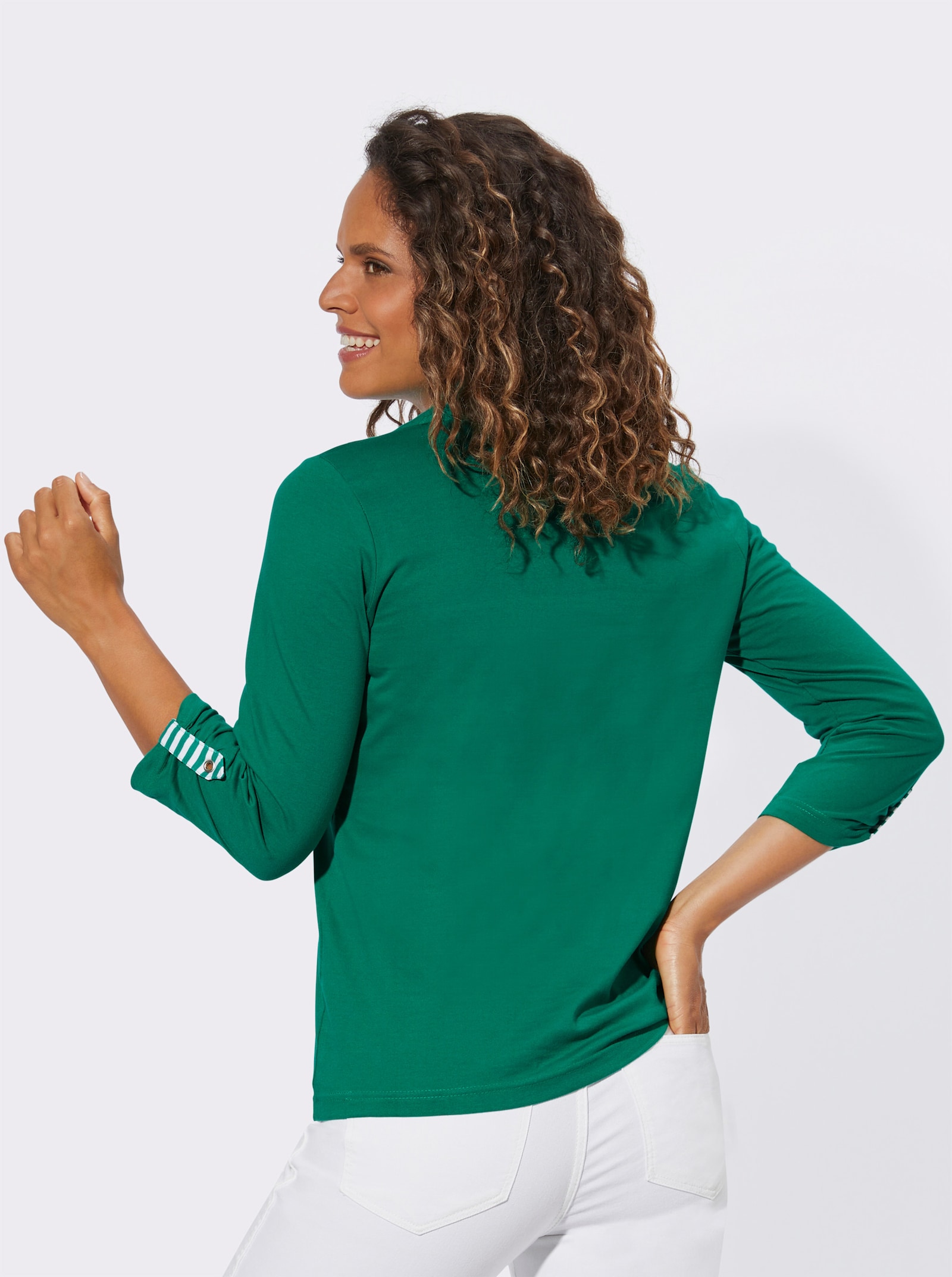 3/4-Arm-Shirt in 2-in-1-Optik - smaragdgrün