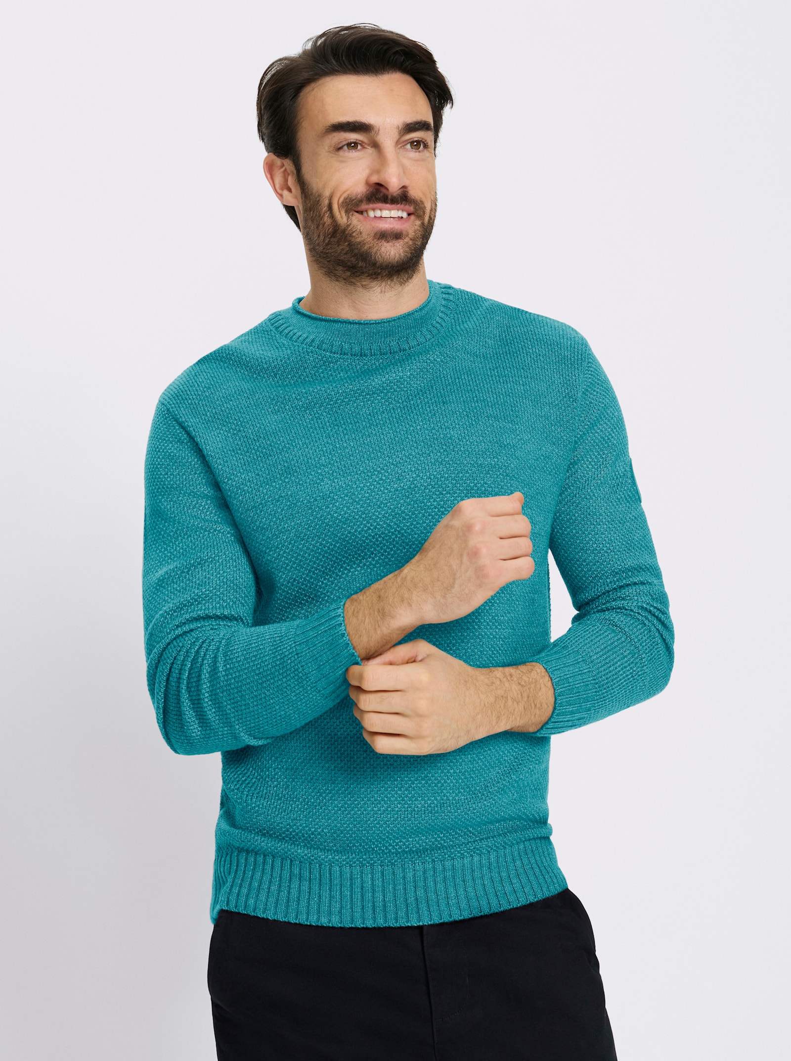 Catamaran Rundhalspullover mit Struktur-Strickmuster - türkis