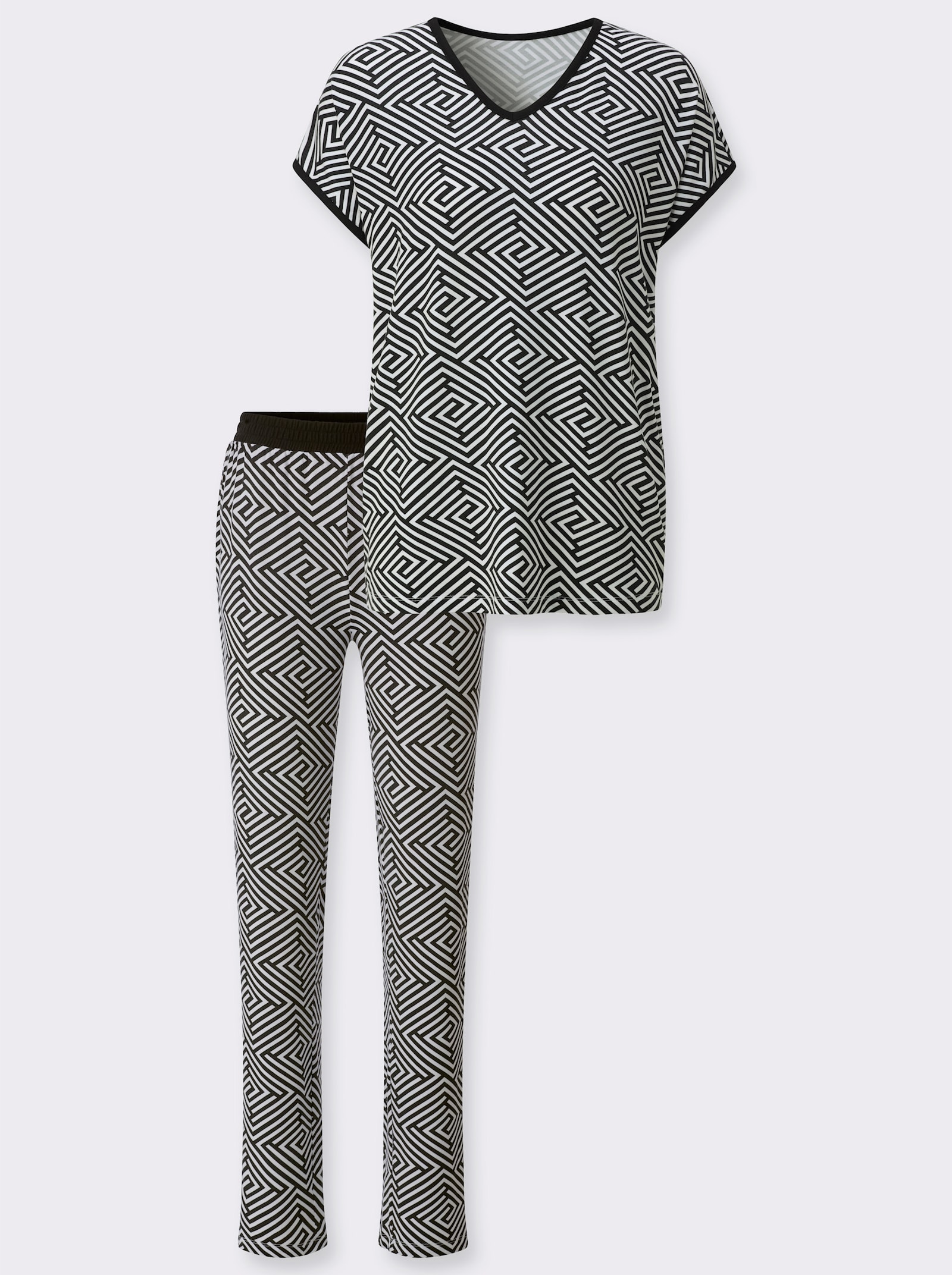 wäschepur Pyjama - noir-blanc imprimé